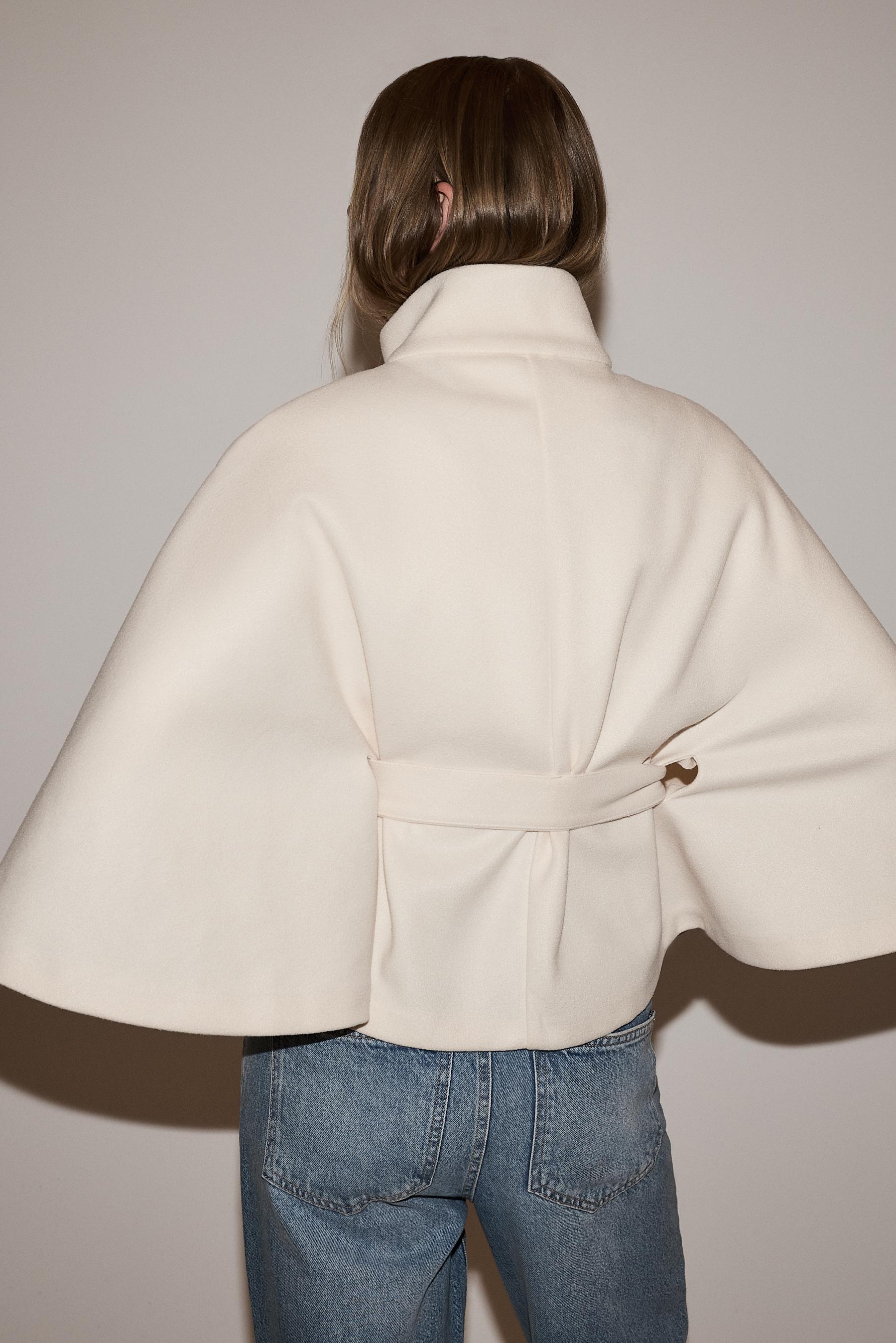 Wool-blend cape — VANILLA