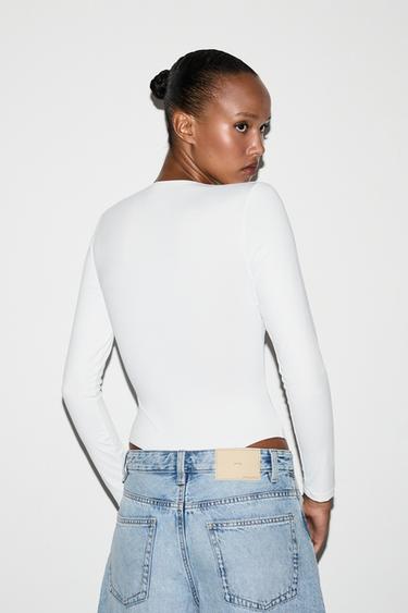Bodysuit with square neckline — WHITE 4