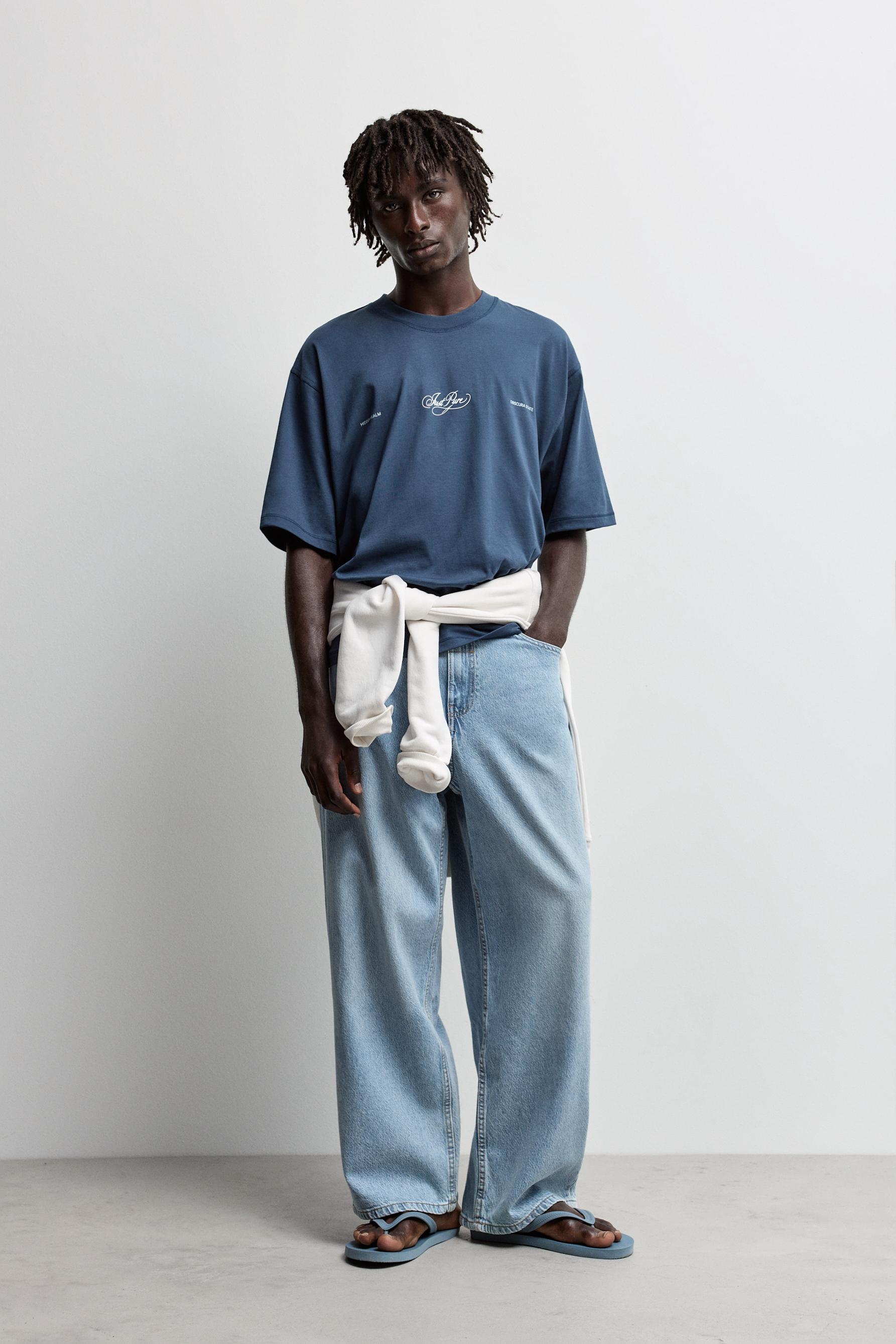 Oversize printed T-shirt — DARK BLUE
