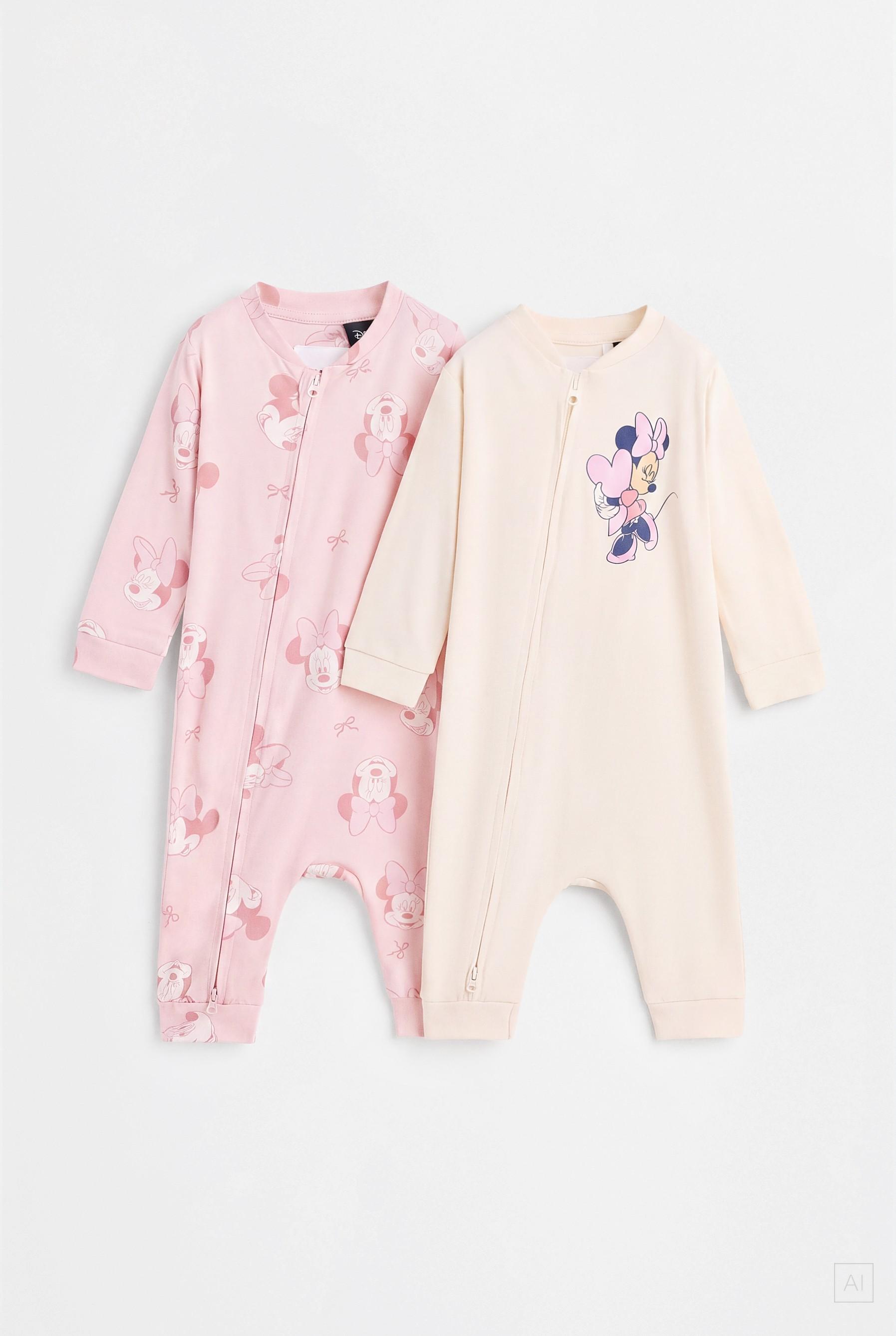 Pack of 2 Minnie Mouse ©Disney sleepsuits — ECRU