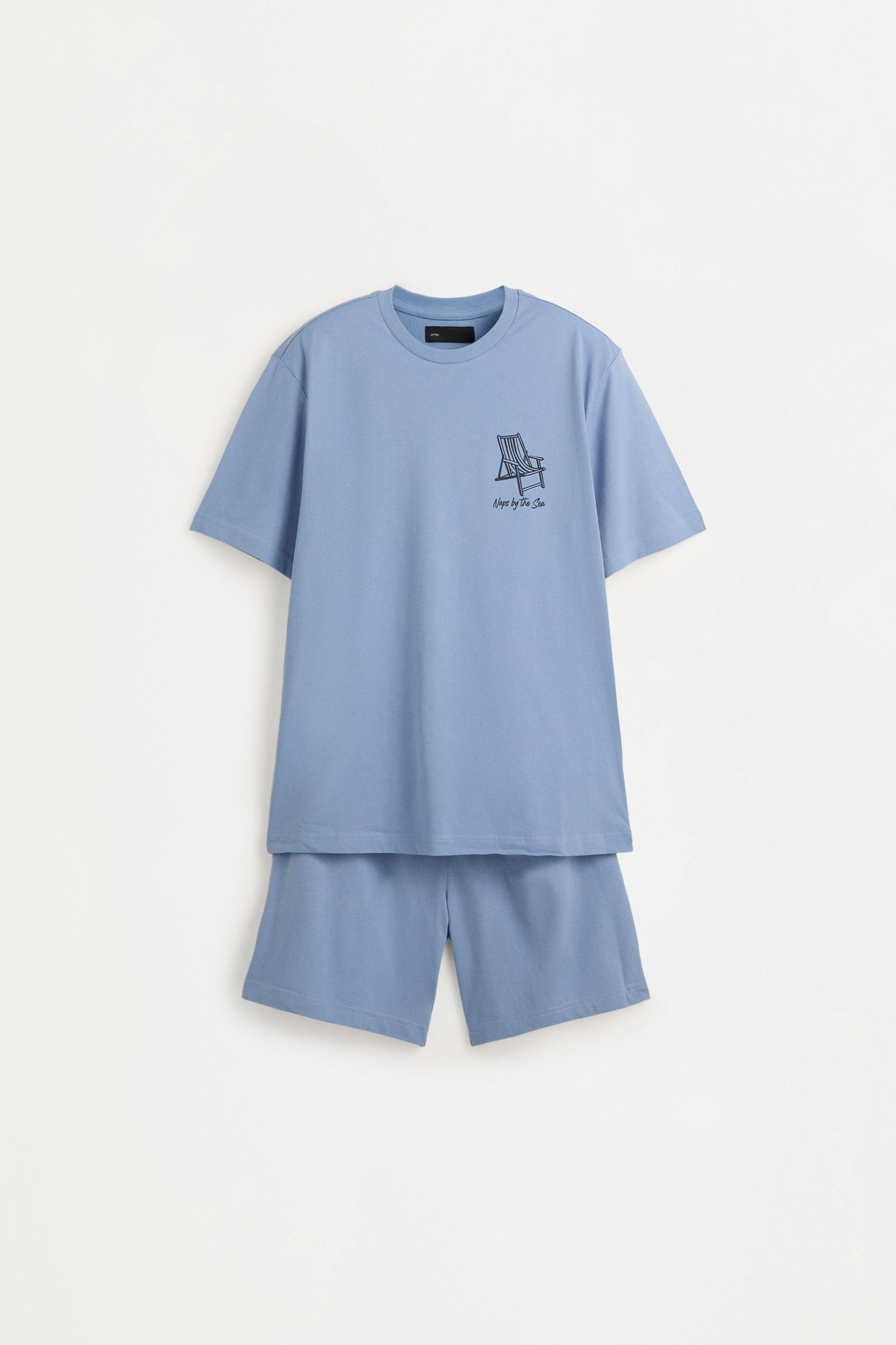 Short printed pyjamas — MEDIUM BLUE