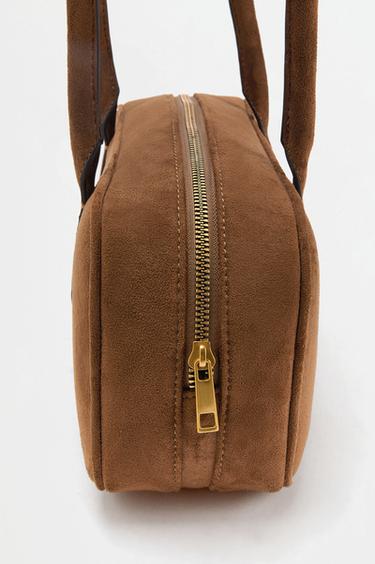 Faux suede shoulder bag — CAMEL 3