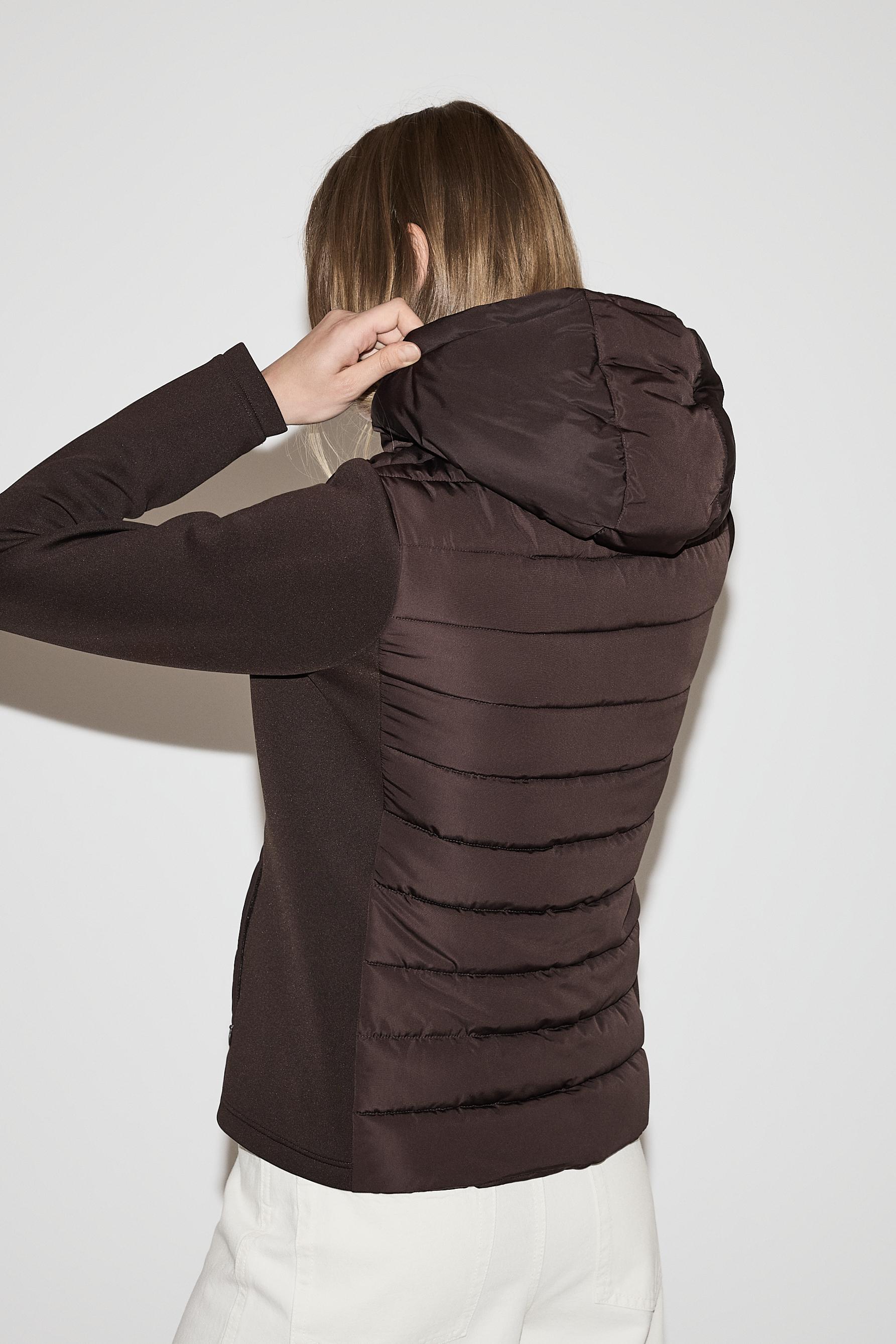 Combined quilted jacket — CHOCOLATE