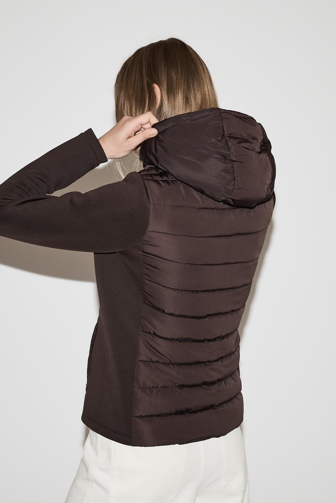 Combined quilted jacket — CHOCOLATE