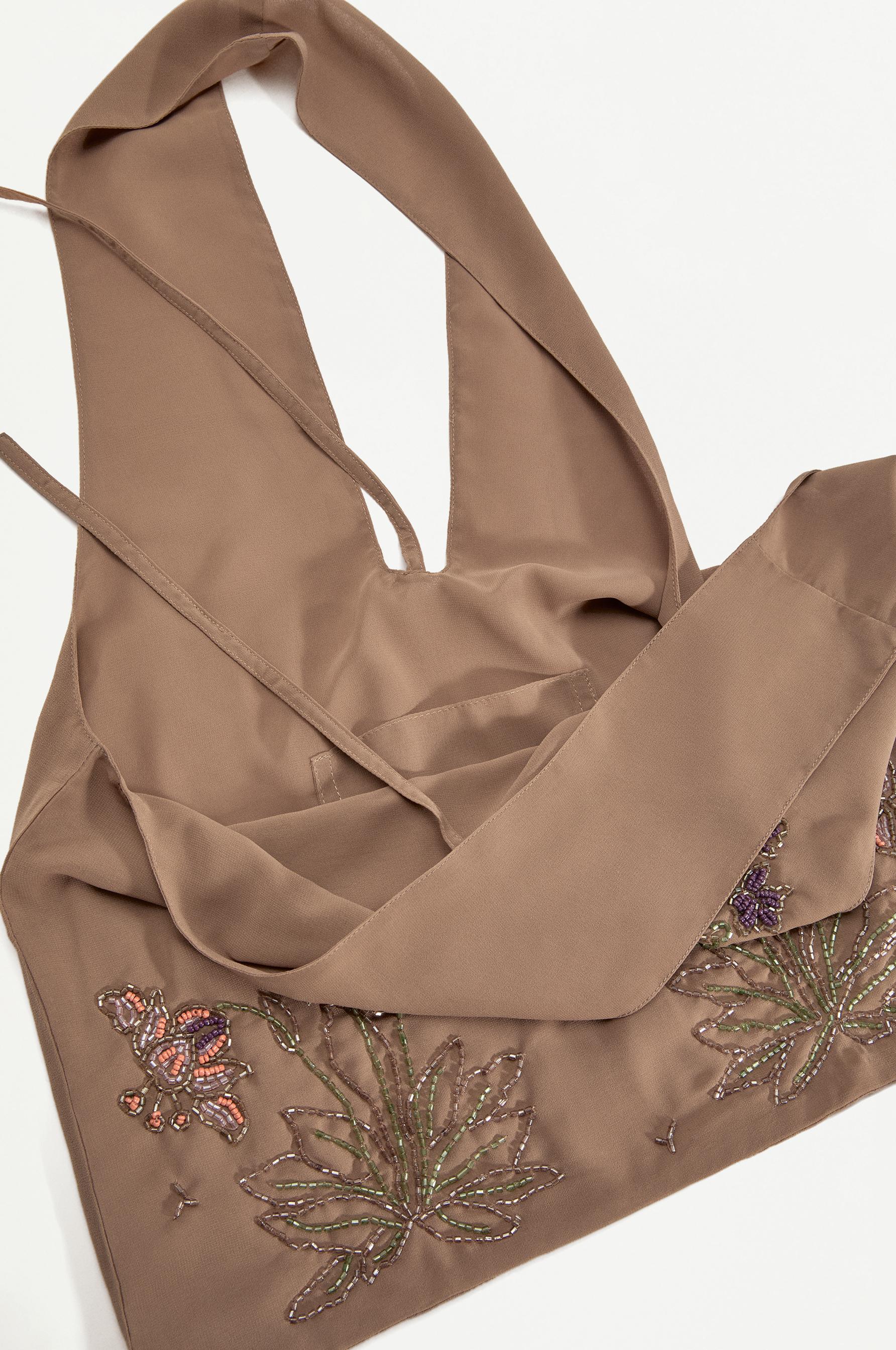 Beaded tote bag — KHAKI