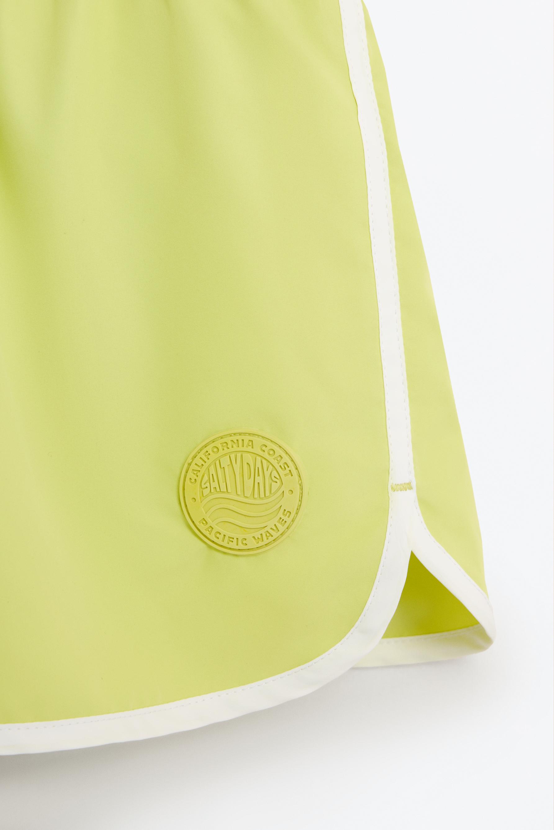Contrast-line swim shorts — LIME GREEN