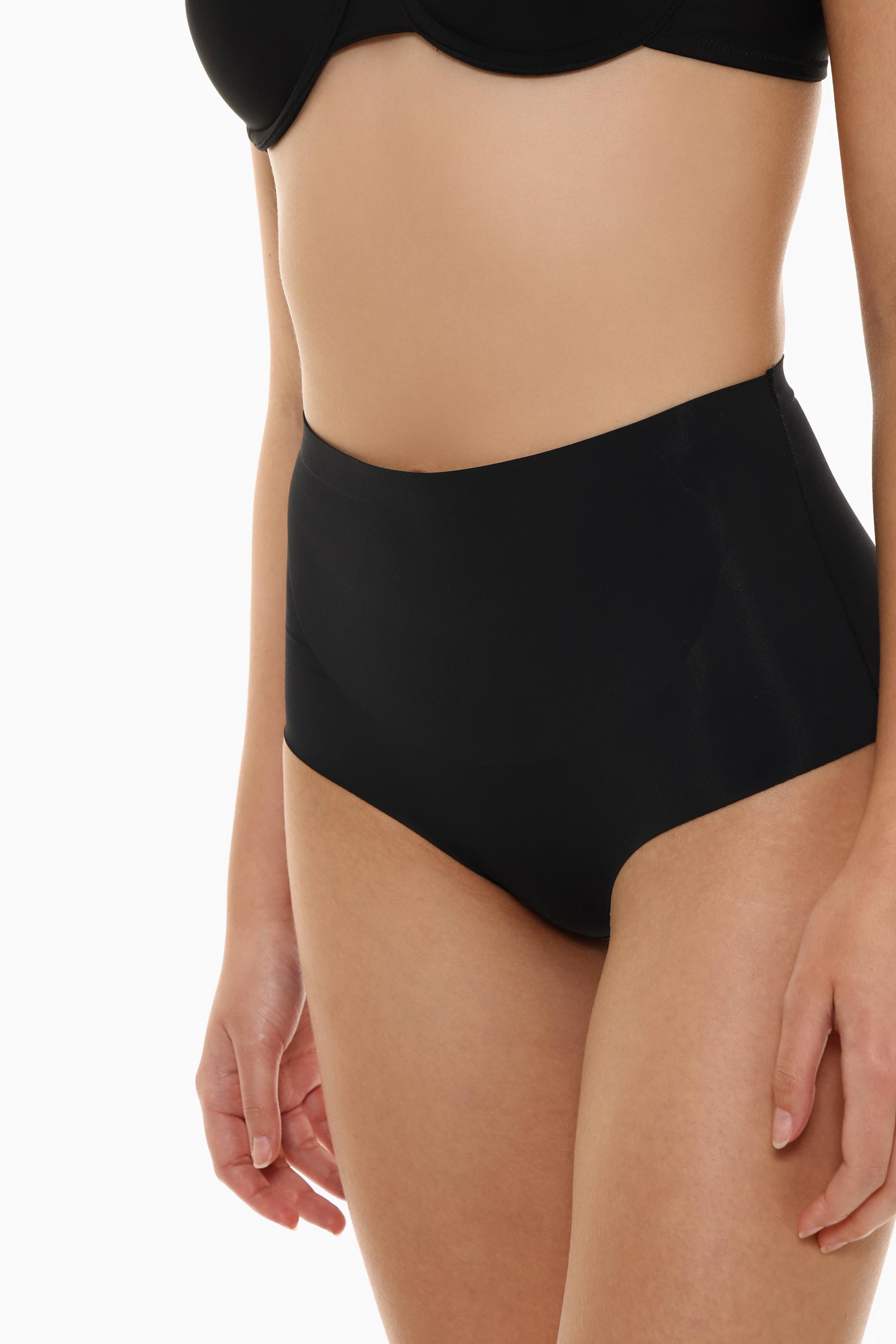 Microfibre shapewear high-waist briefs — BLACK