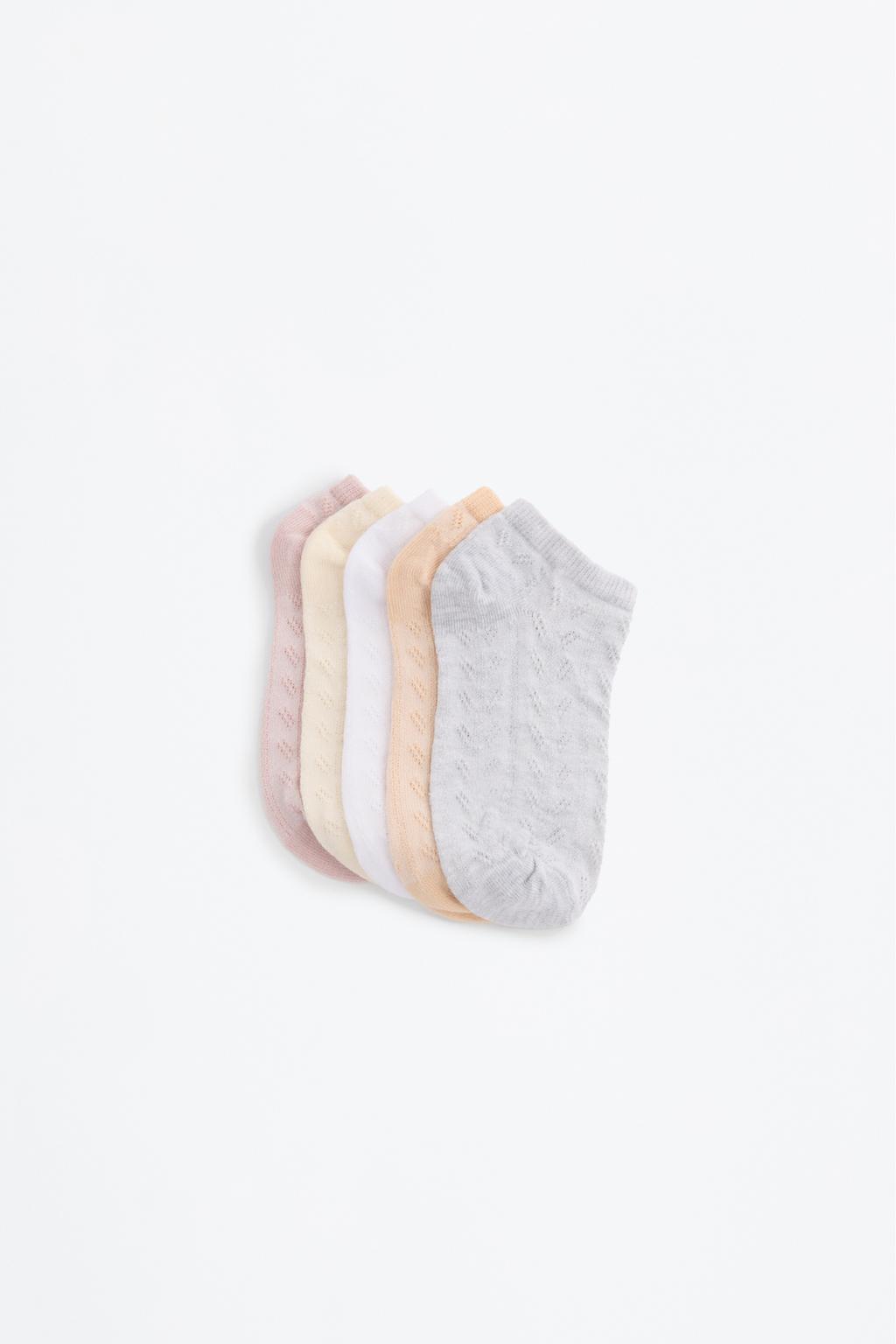 Pack of 5 pairs of plain ankle socks