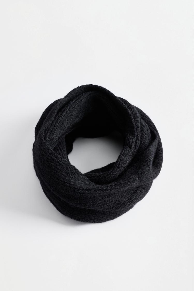 Ribbed snood — BLACK