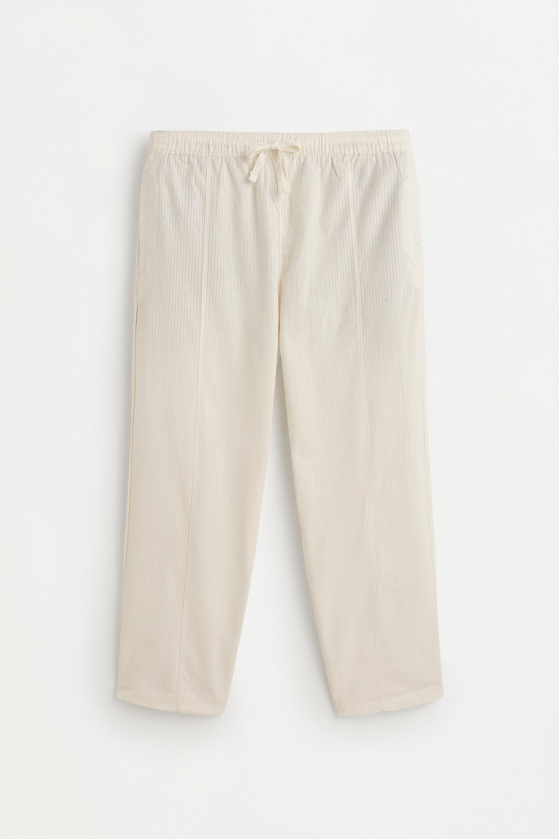 Baggy jogger trousers with linen — WHITE