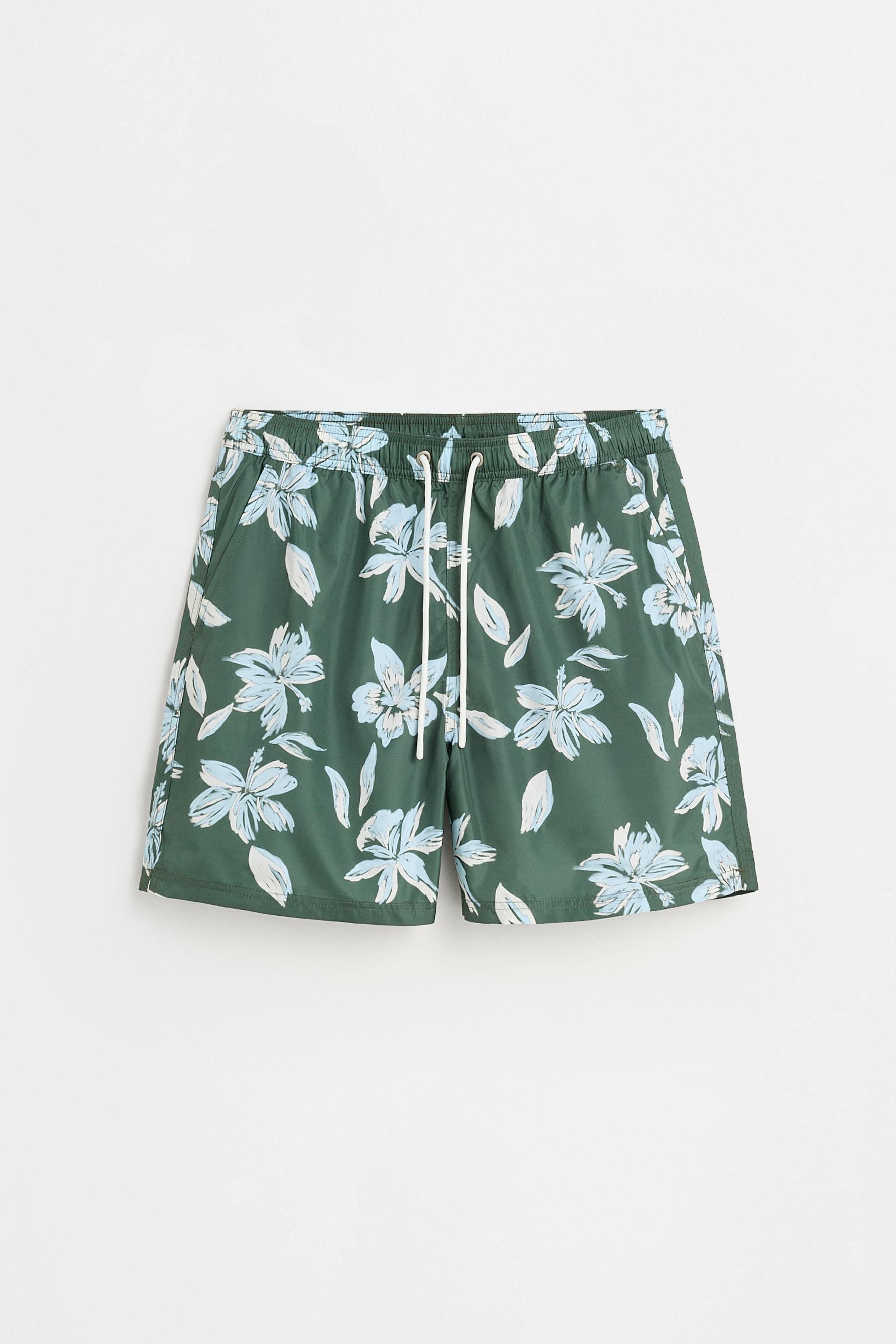Printed regular fit swim shorts — KHAKI