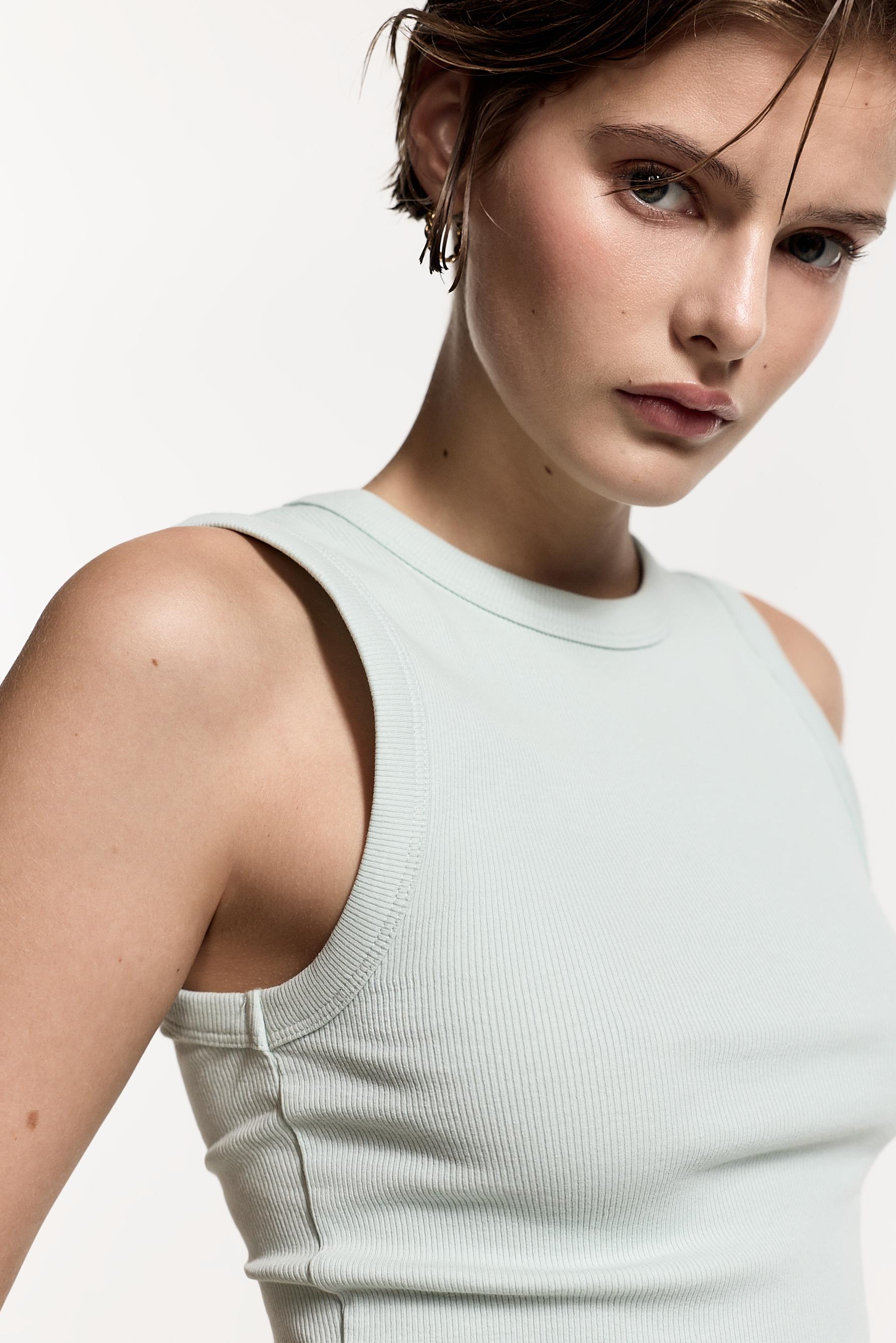 Ribbed racerback top — PALE MINT GREEN