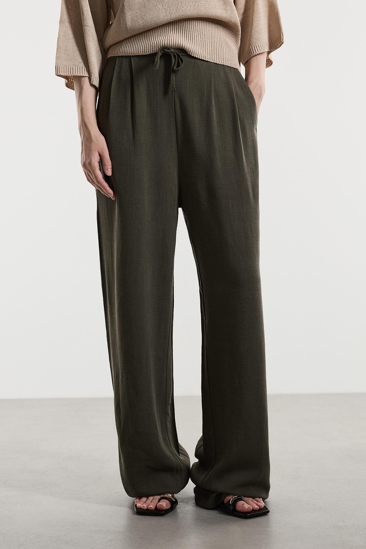 Rustic wide-leg trousers — DARK KHAKI