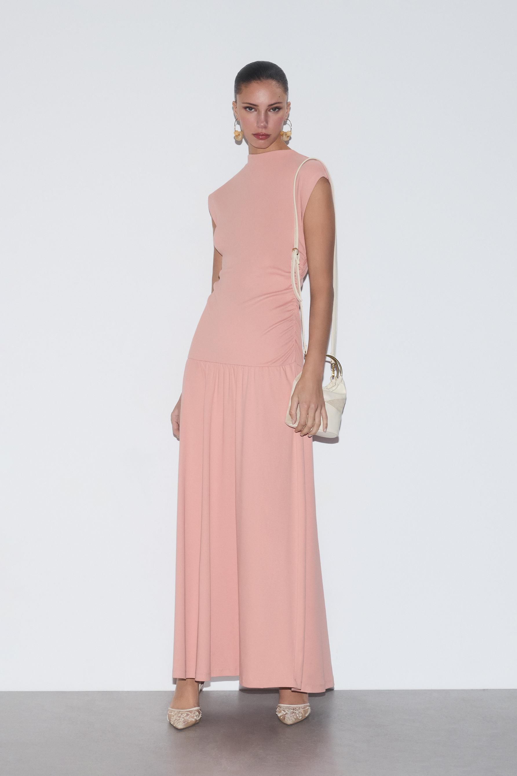 Vestido midi frunces