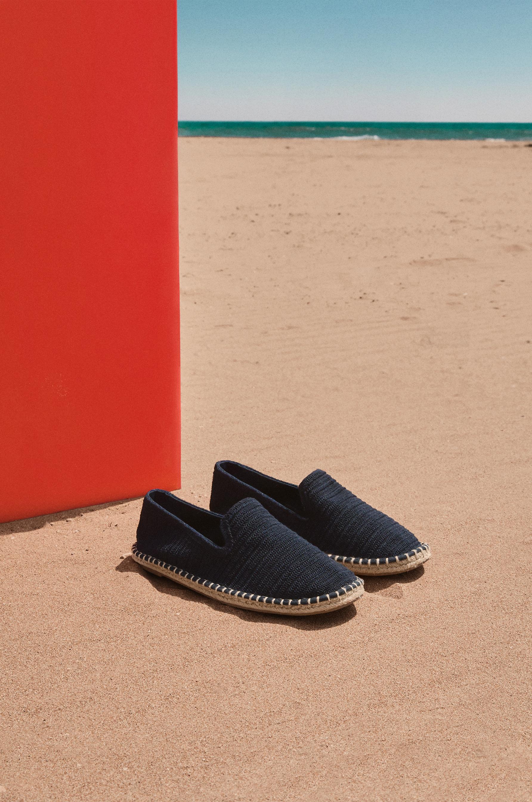Crochet jute effect espadrilles — NAVY BLUE