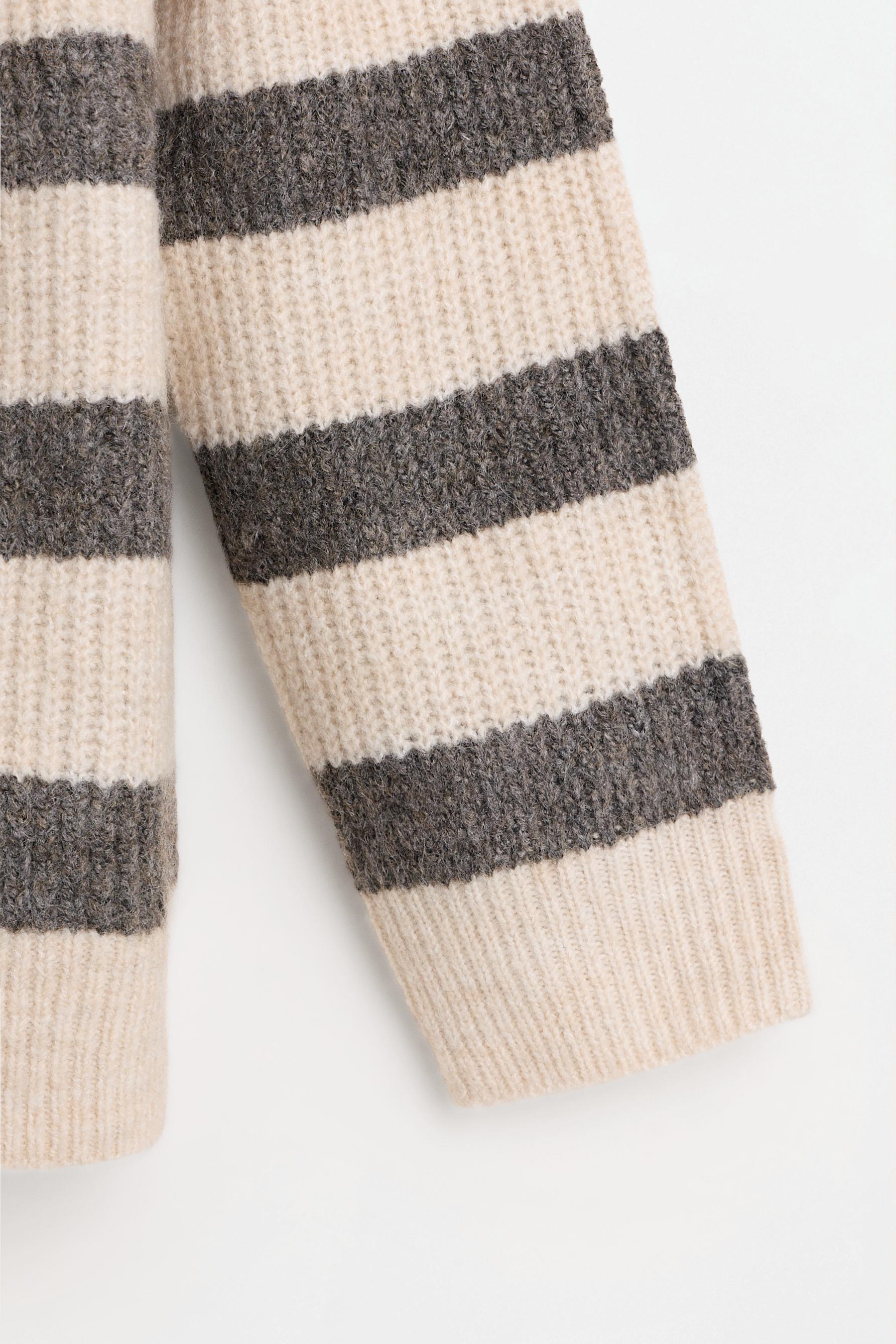 Striped zipper sweater — MINK
