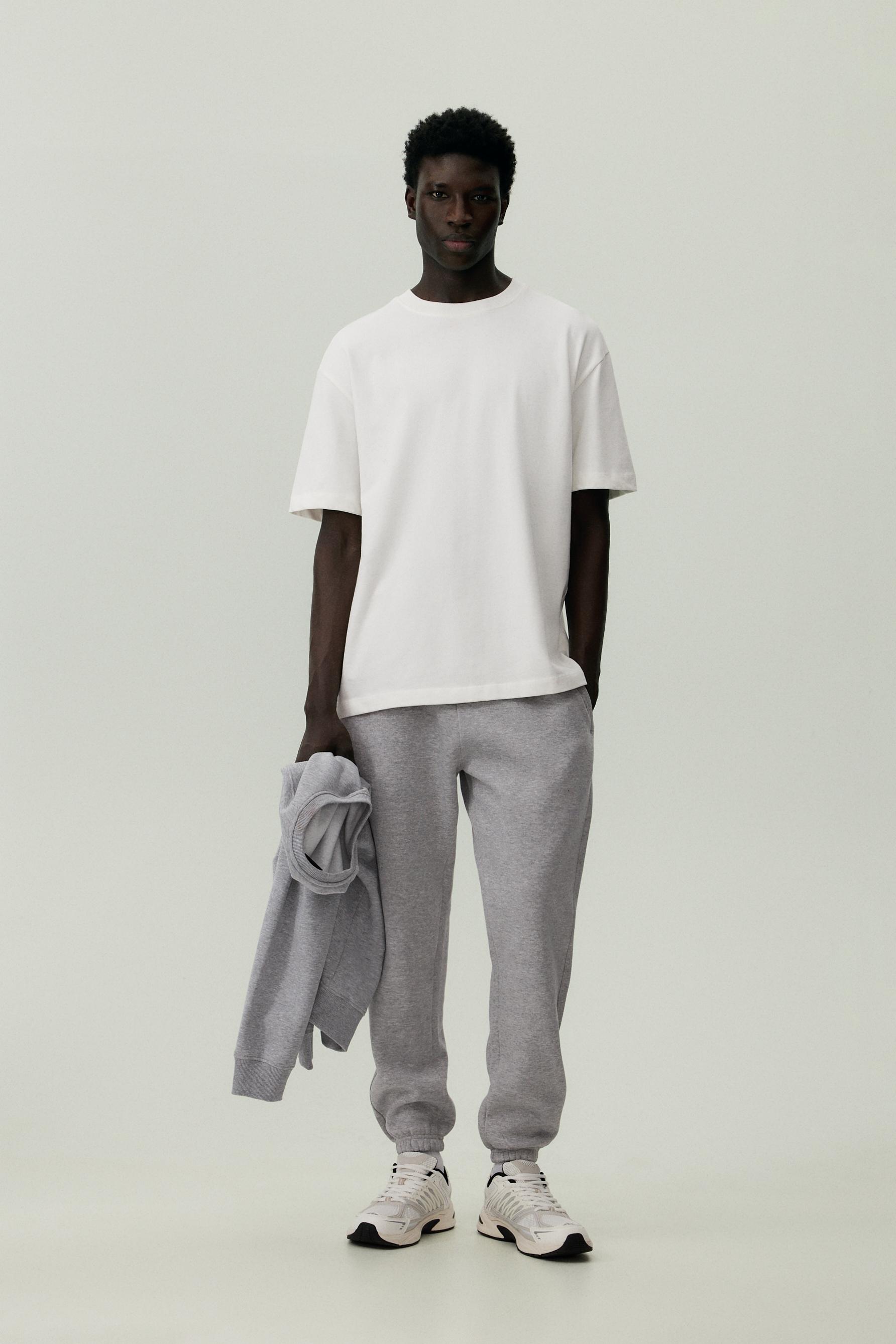 Slim fit tracksuit bottoms — GREY MARL