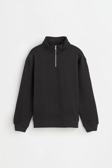 High-neck zip-up sweatshirt — BLACK 6