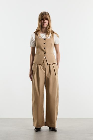 Button-up halter vest — MEDIUM CAMEL 3