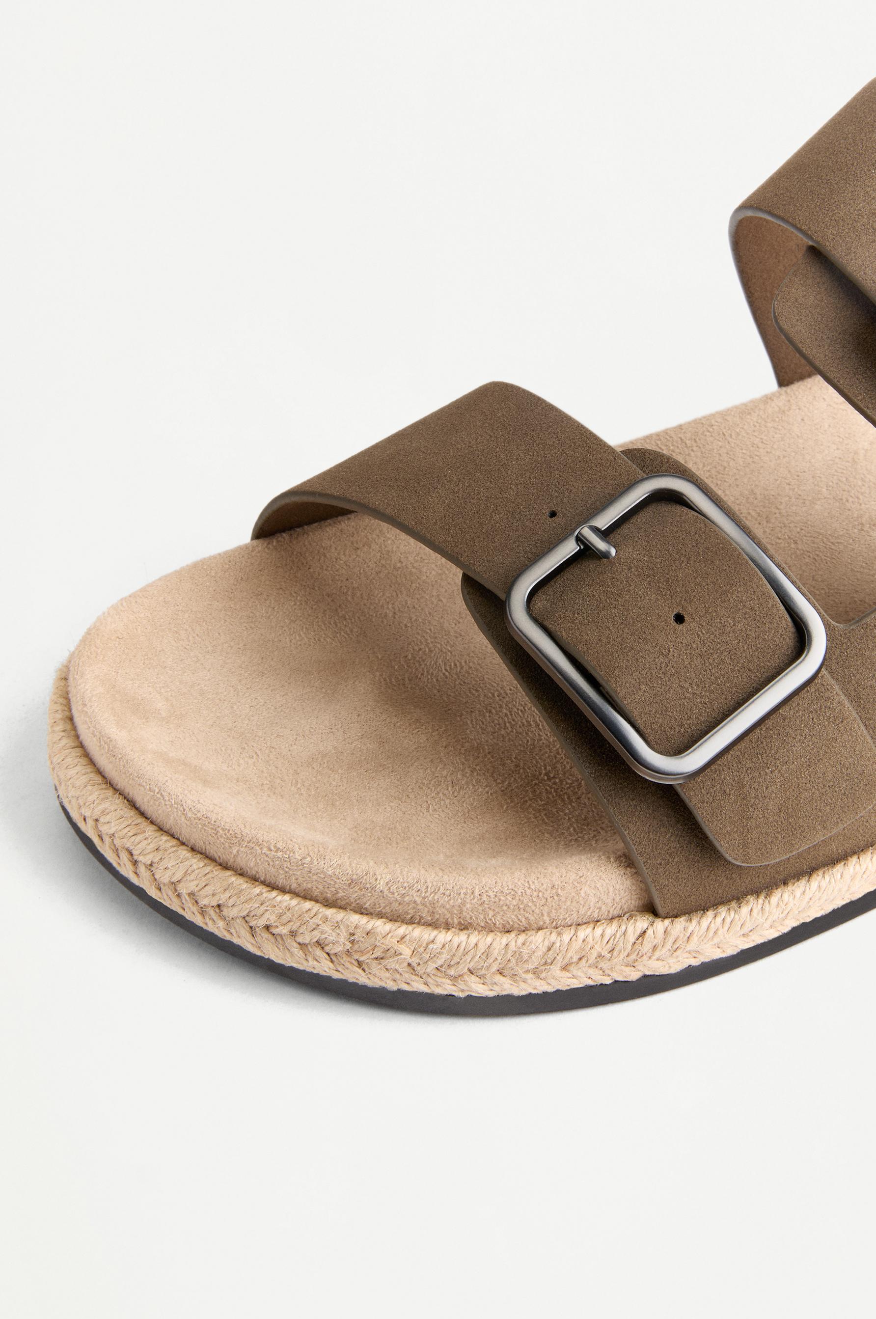 Comfort jute effect buckle sandals — KHAKI