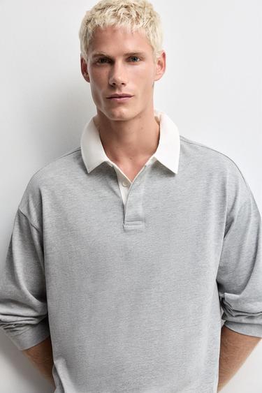 Contrast collar polo shirt — GREY MARL 5