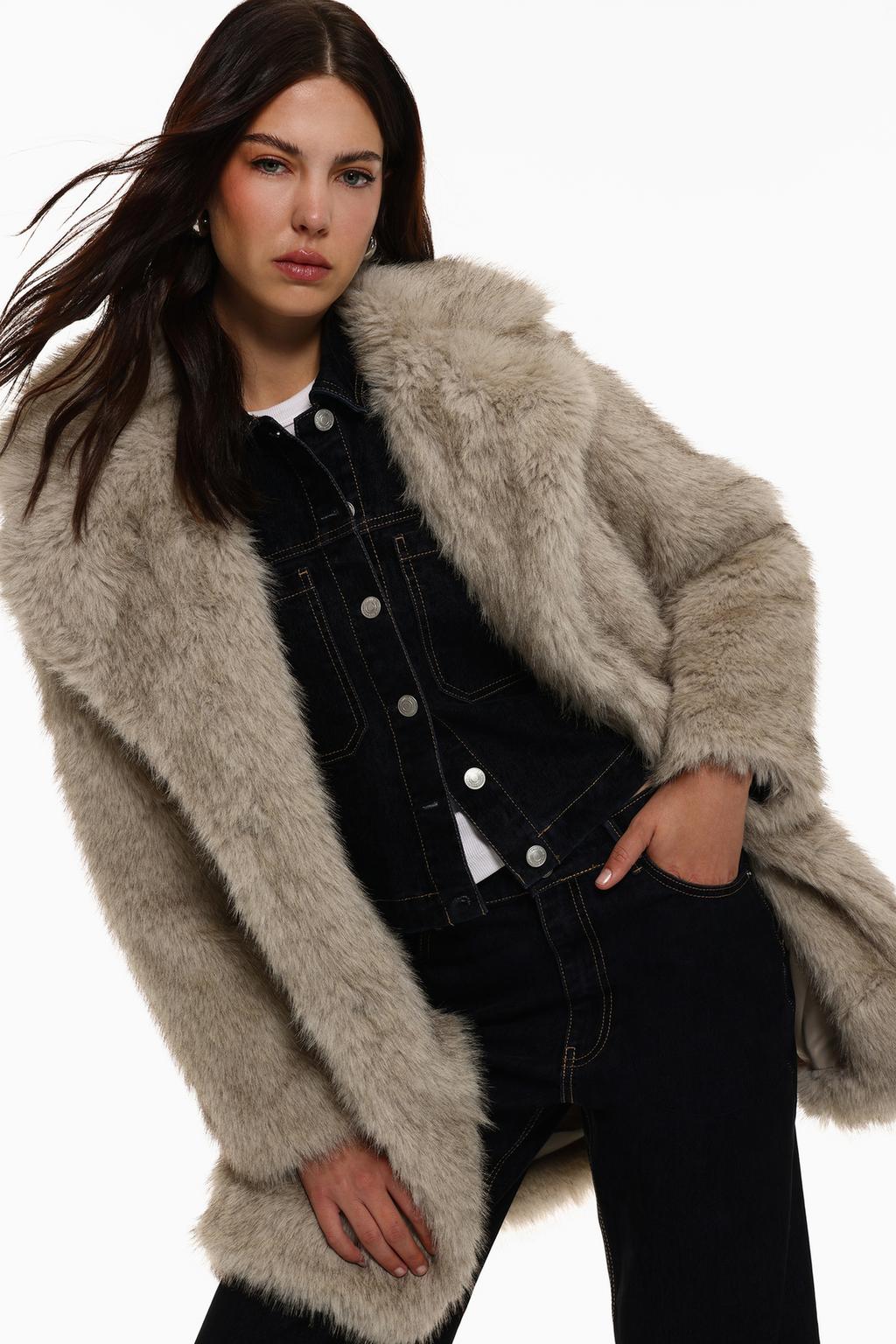 Long faux fur coat