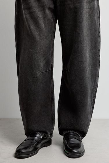 Belted barrel leg jeans — FADED BLACK 3