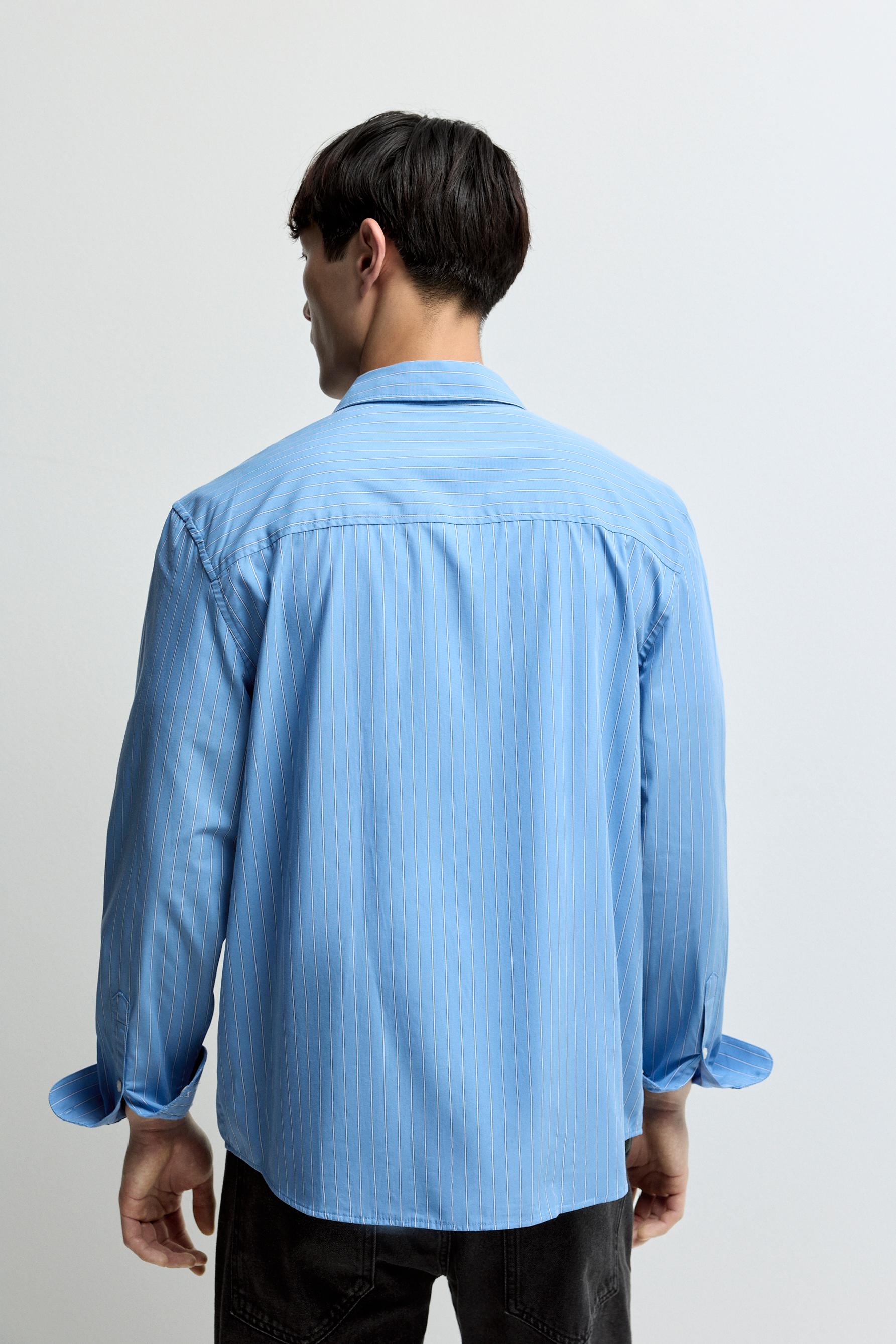 Striped regular fit shirt — FADED INDIGO