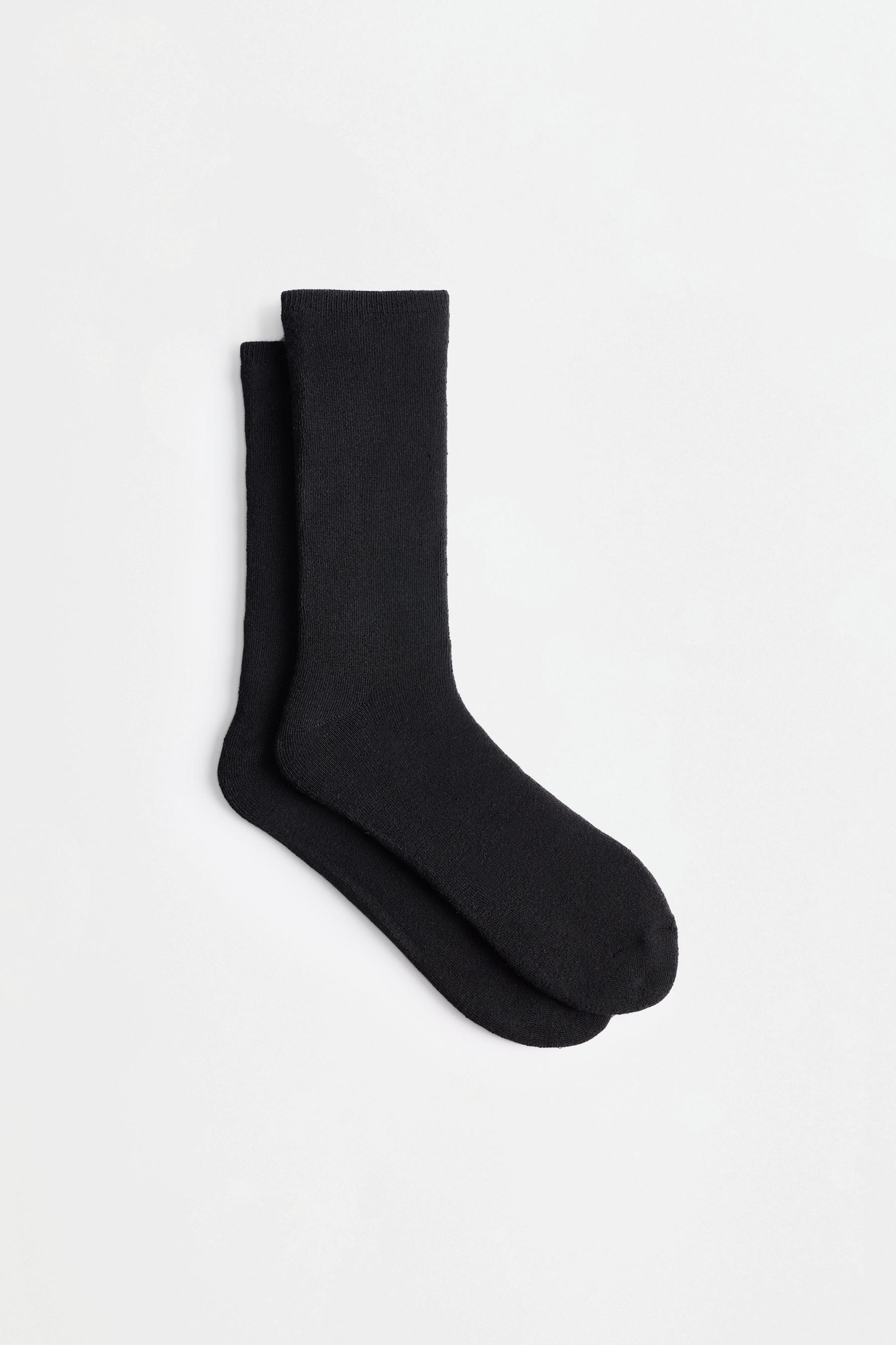 Terrycloth long socks (2-pack) — BLACK MARL