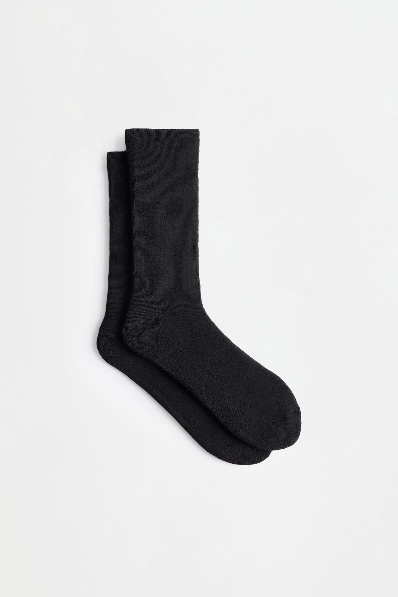 Terrycloth long socks (2-pack) — BLACK MARL