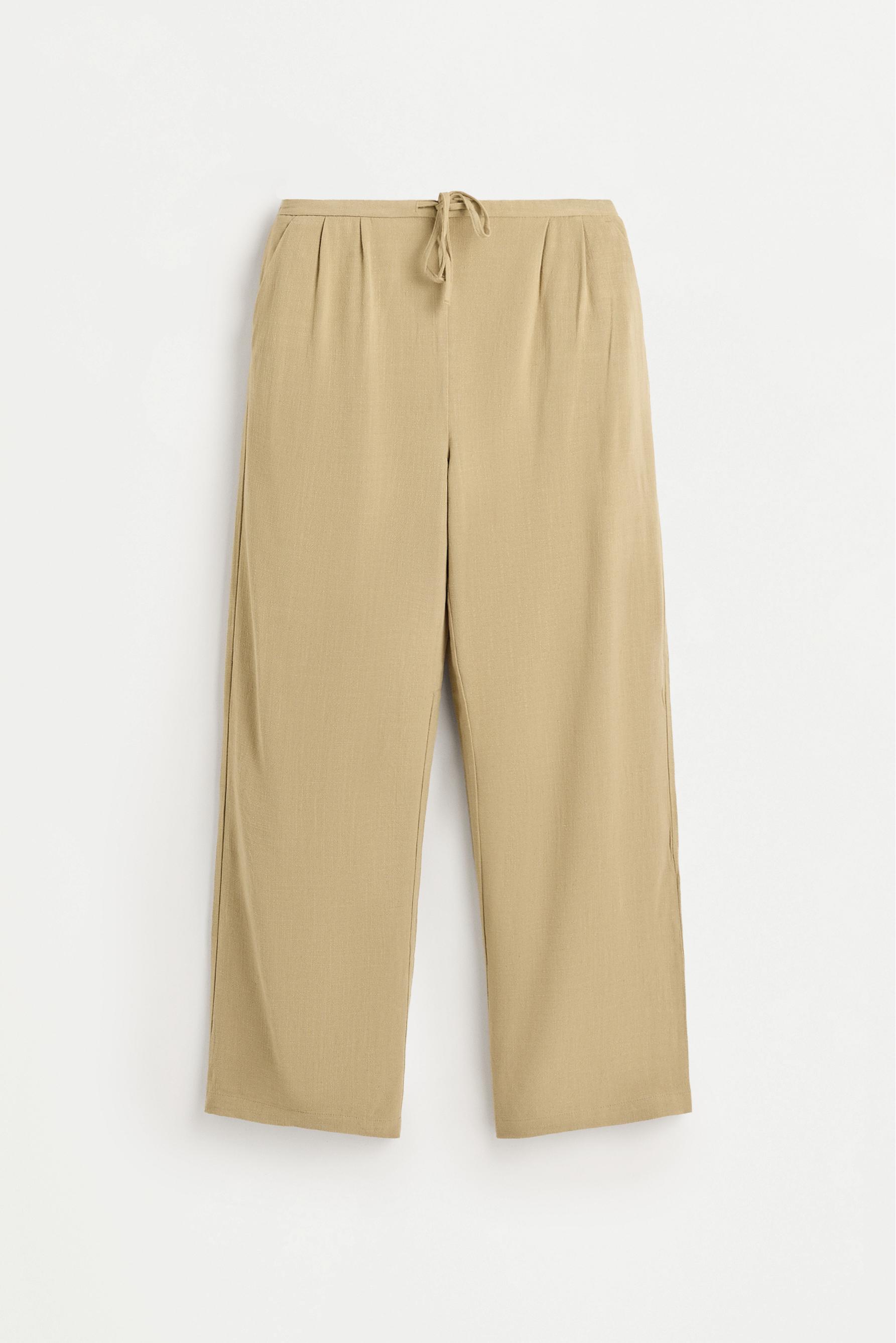 Rustic wide-leg trousers — PALE KHAKI