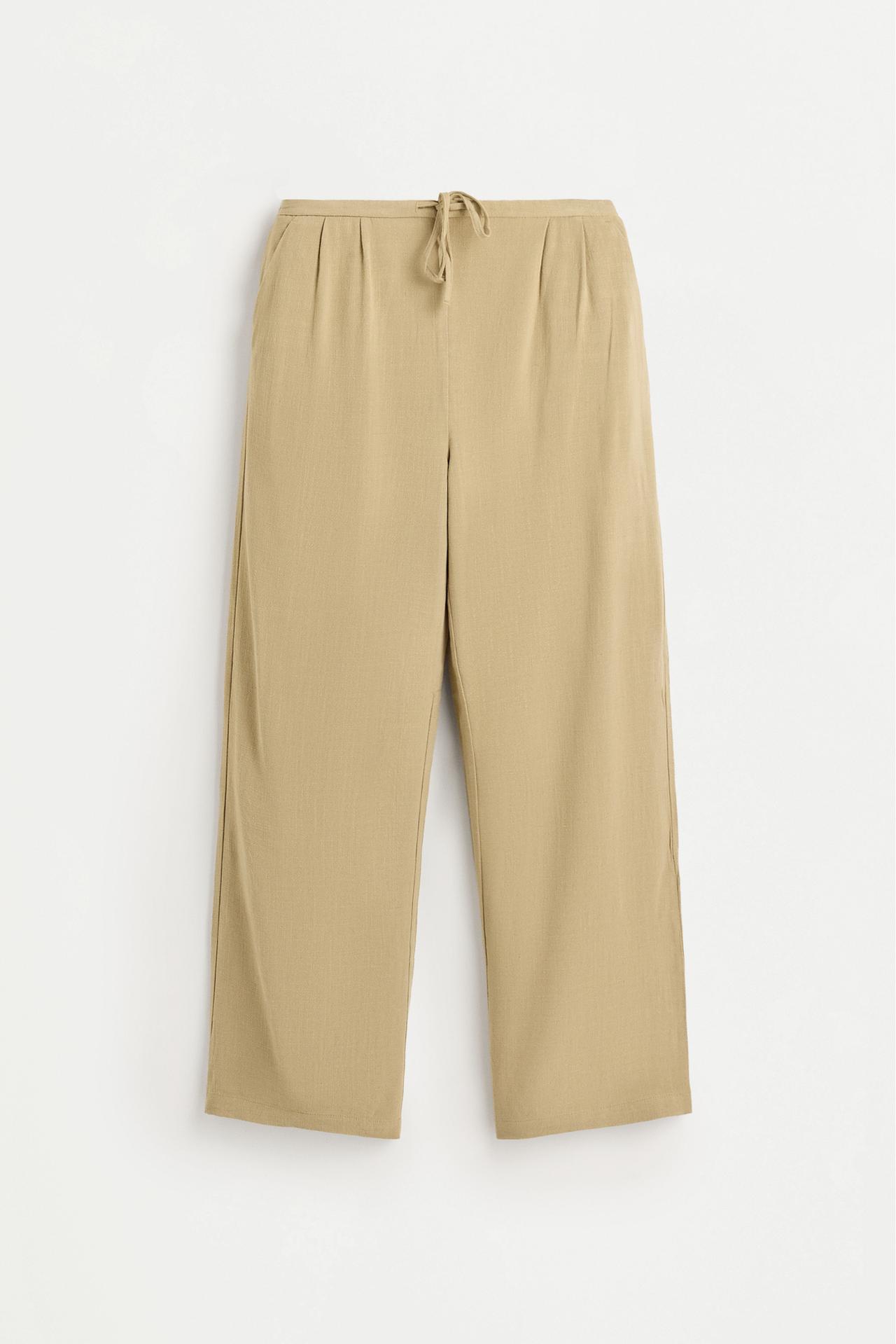 Rustic wide-leg trousers — PALE KHAKI