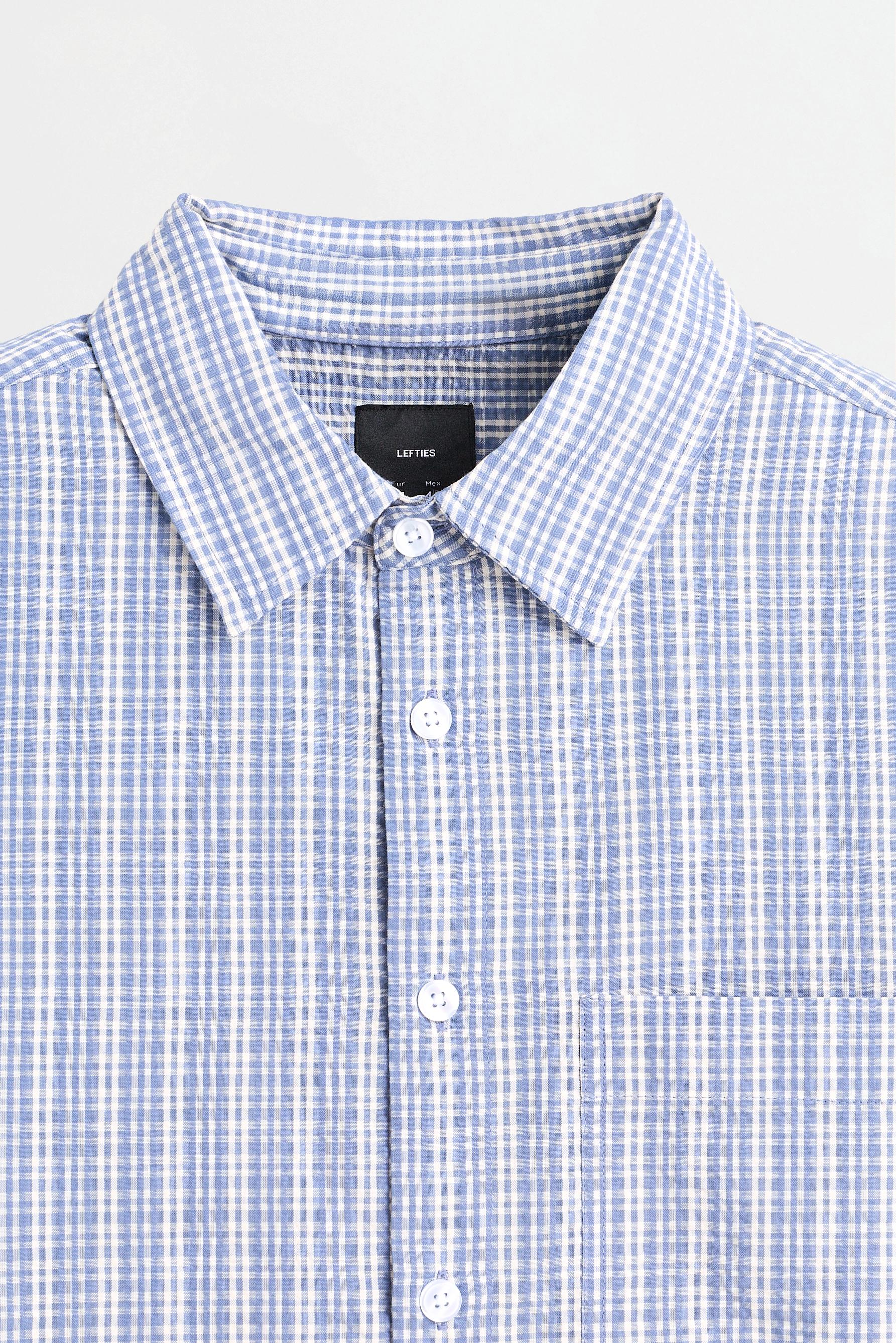 Textured check shirt — MEDIUM BLUE