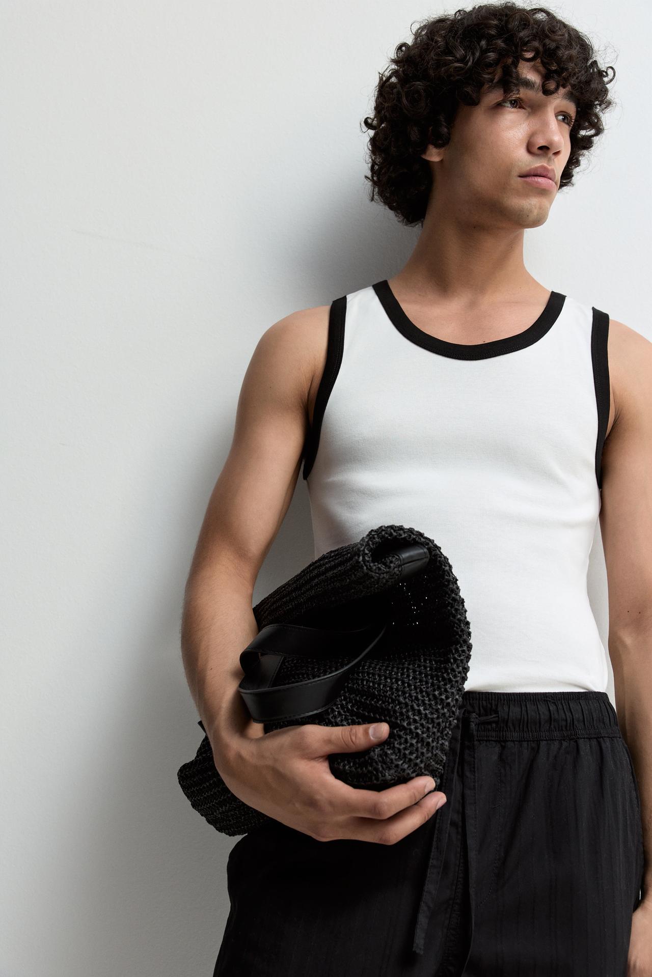 Contrast ribbed vest top — OFF WHITE