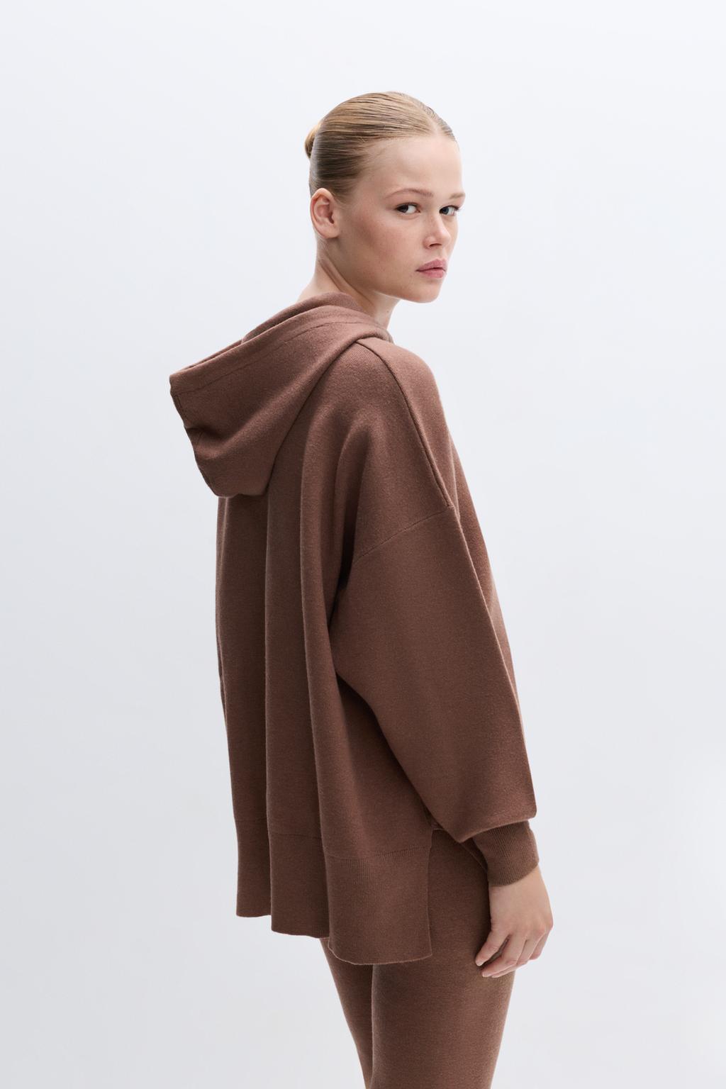 Hooded knit sweater