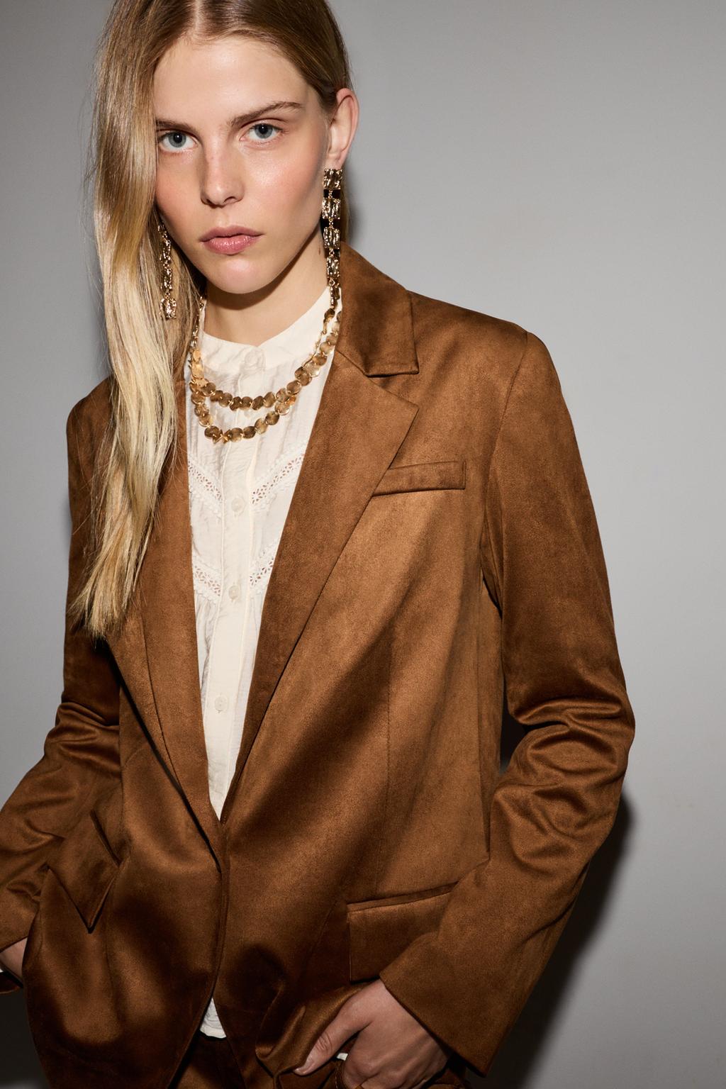 Faux suede blazer