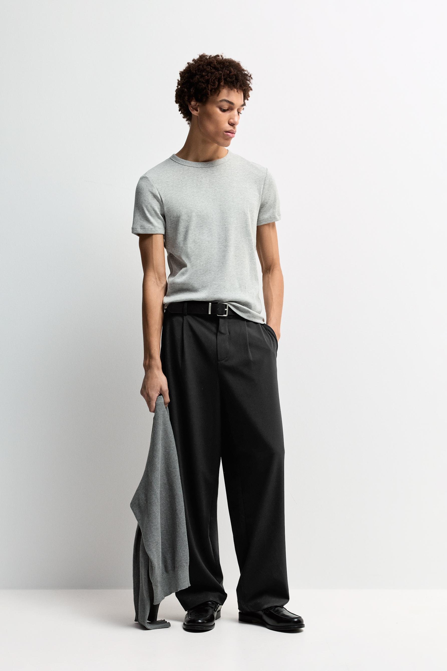 Rib T-shirt — GREY MARL
