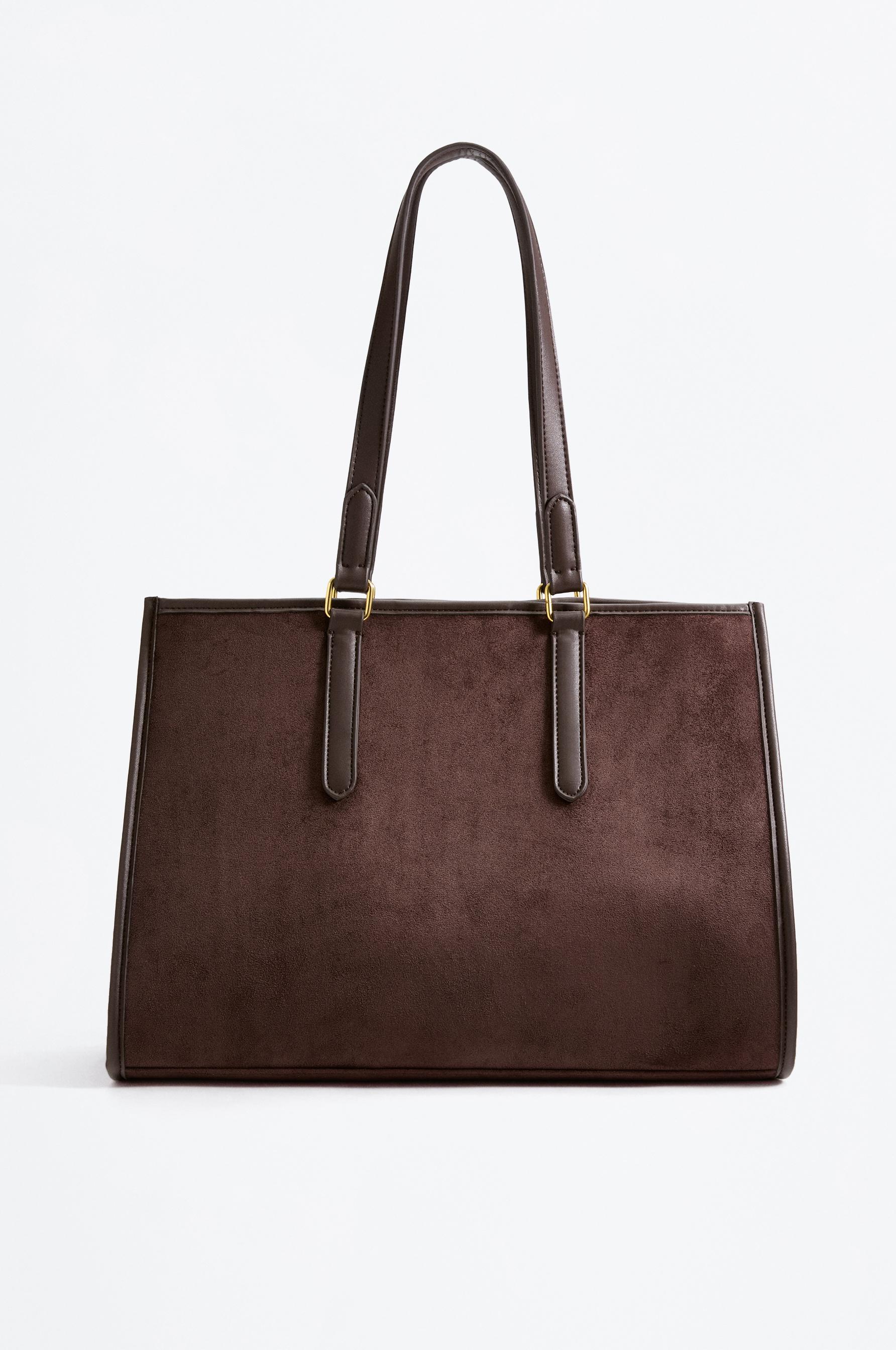 Bolso shopper efecto suede borrego