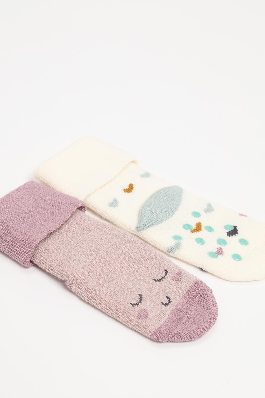 Pack of 2 non-slip heart socks