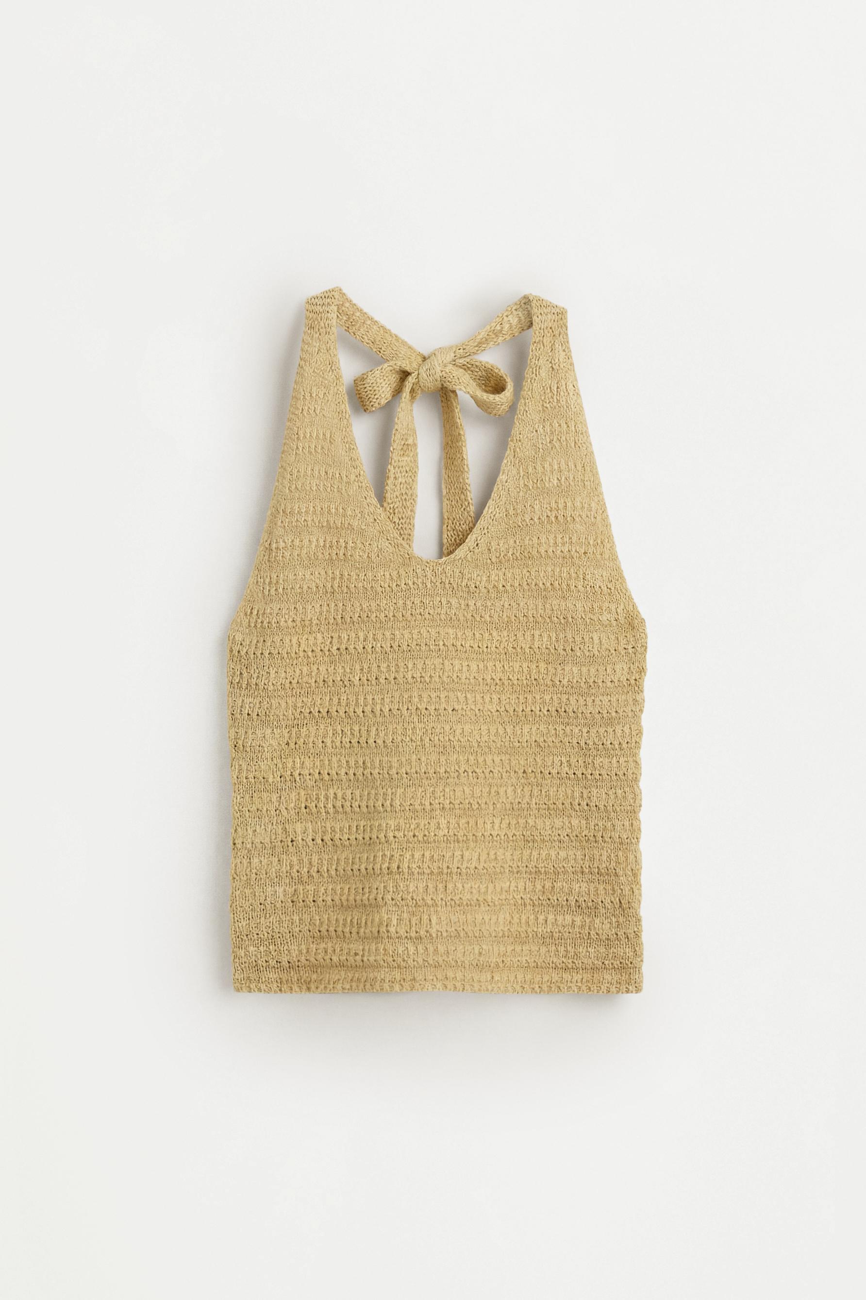 Knit halter top — PALE GREEN