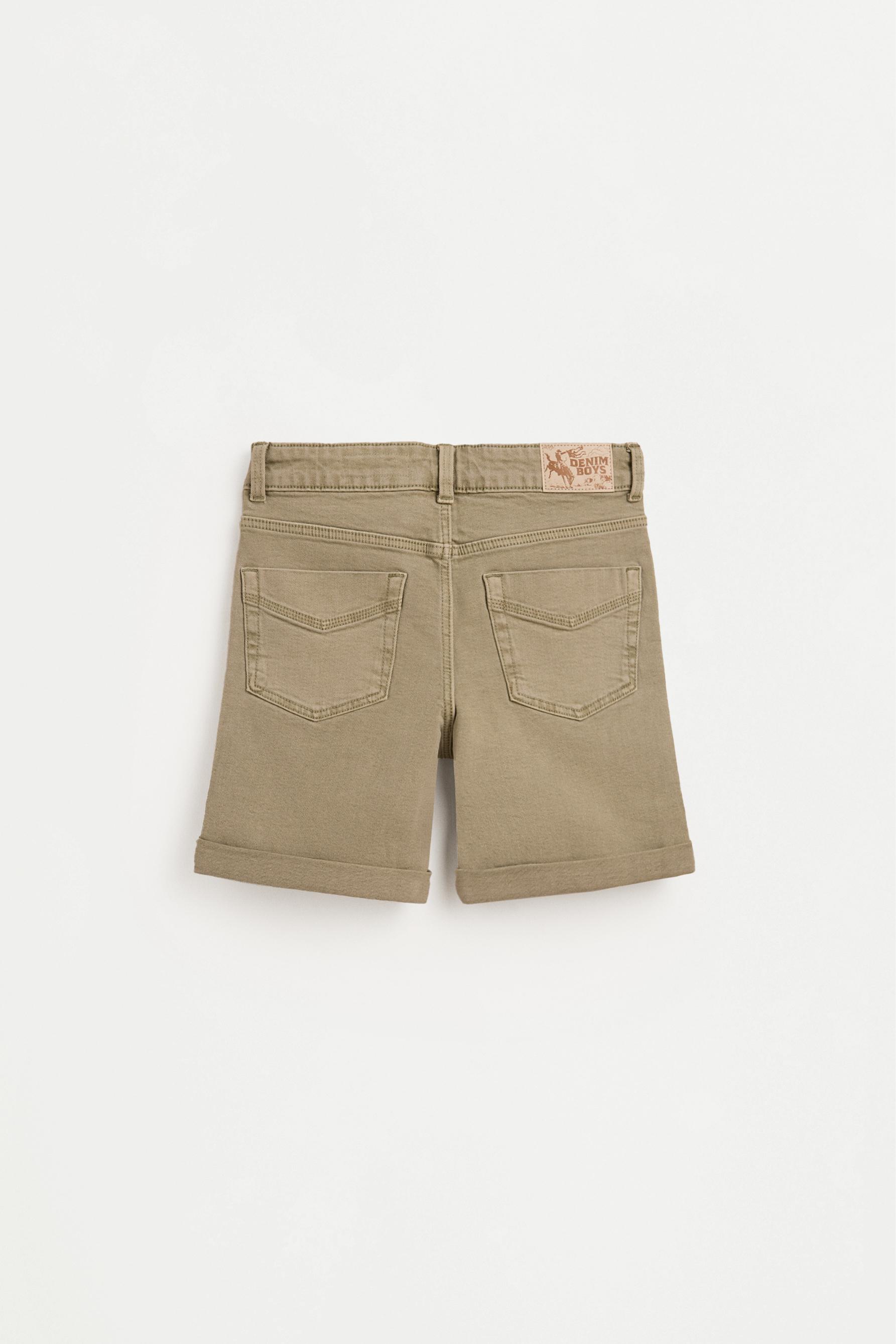Slim comfort denim Bermuda shorts — PALE KHAKI