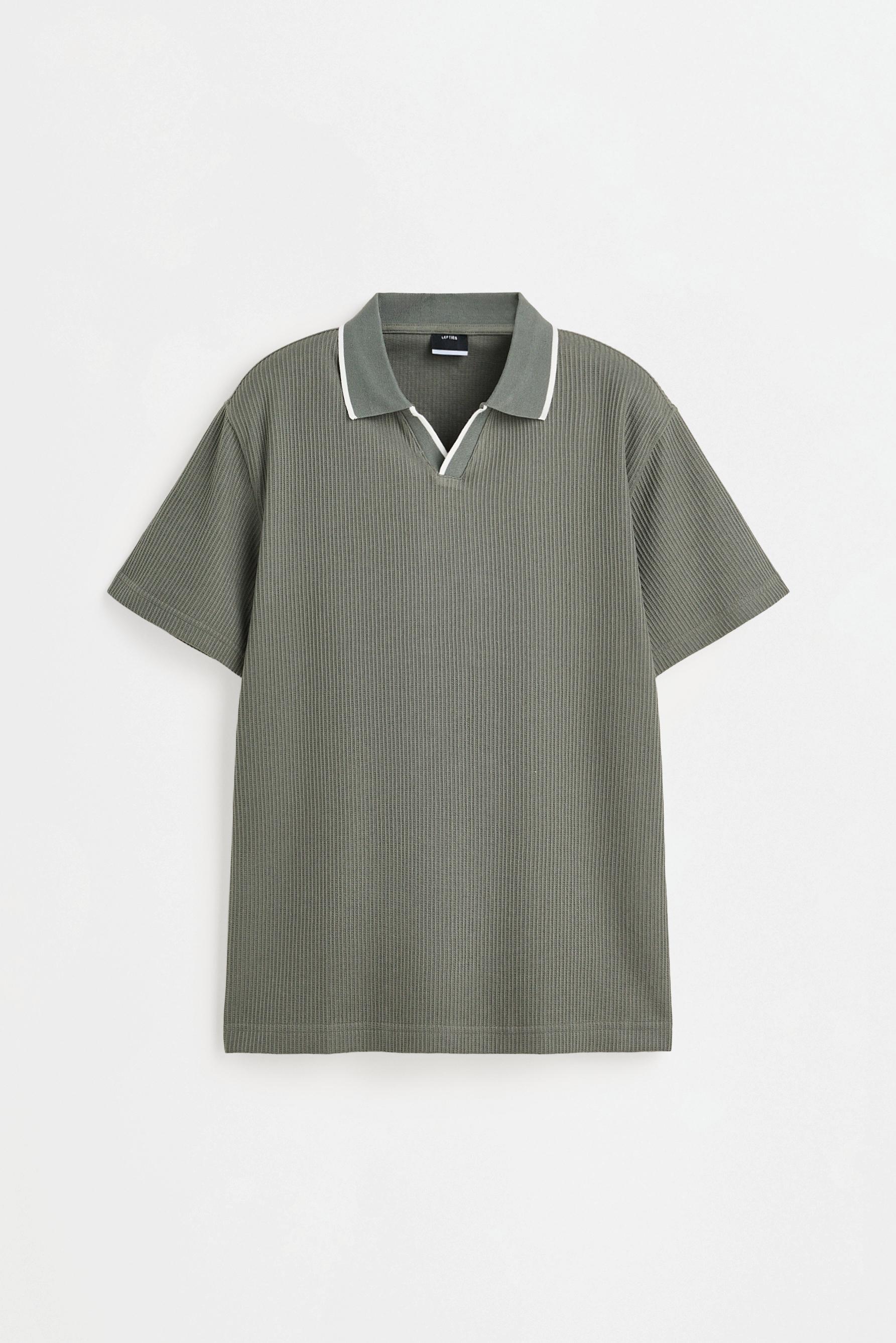 Contrast rib polo shirt — GREEN