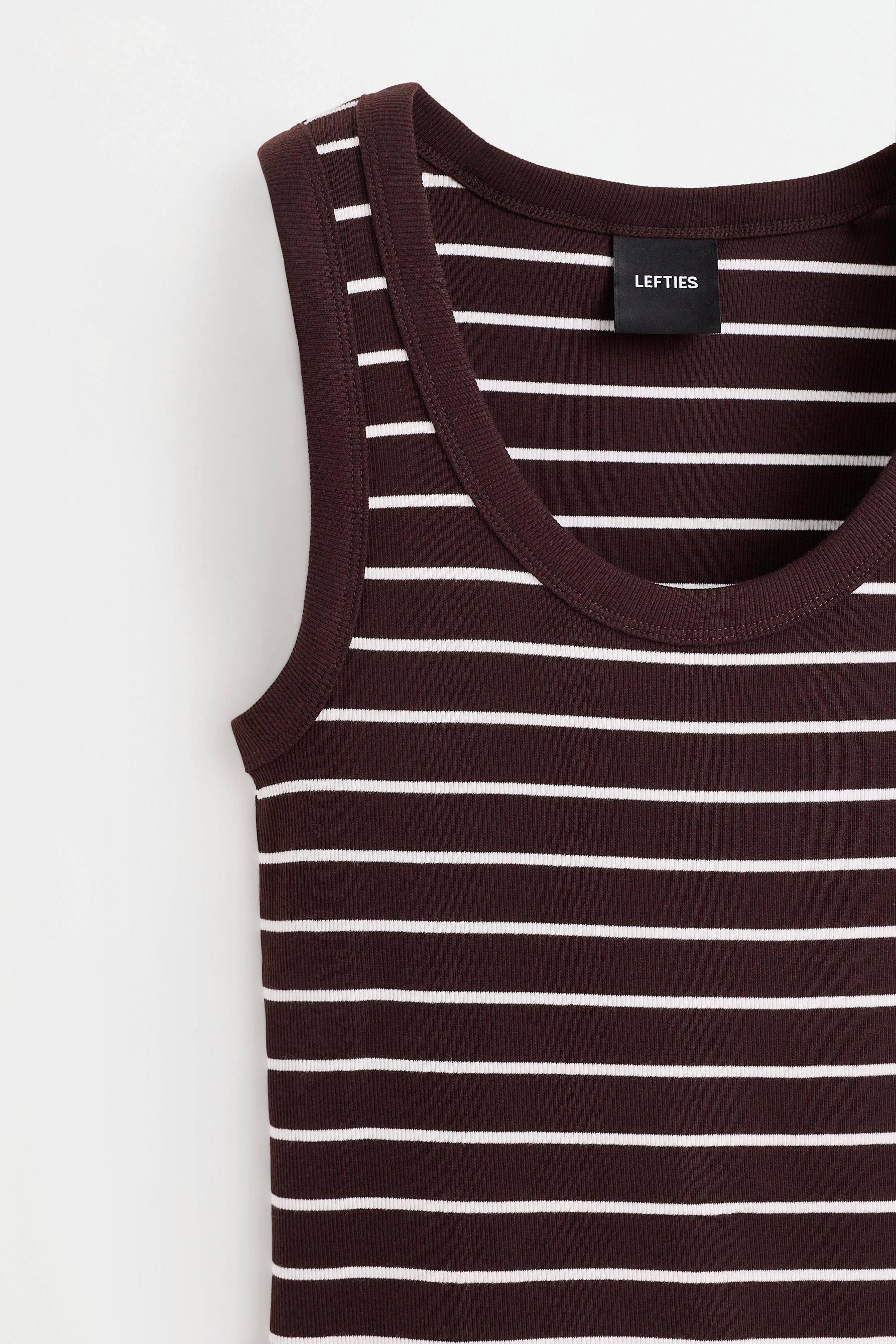 Contrast detail racerback T-shirt — ECRU/BROWN