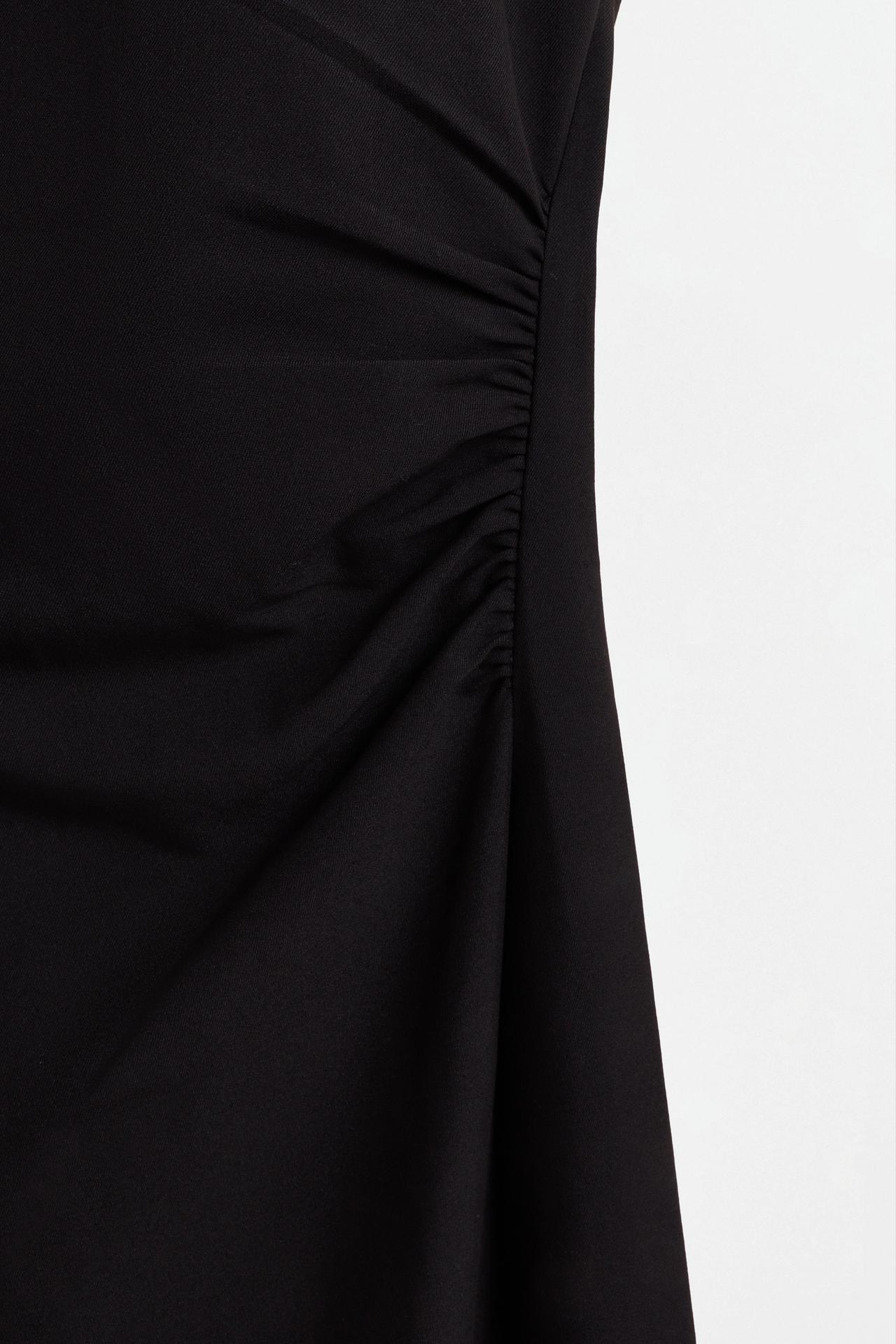 Midi dress with side slit — BLACK
