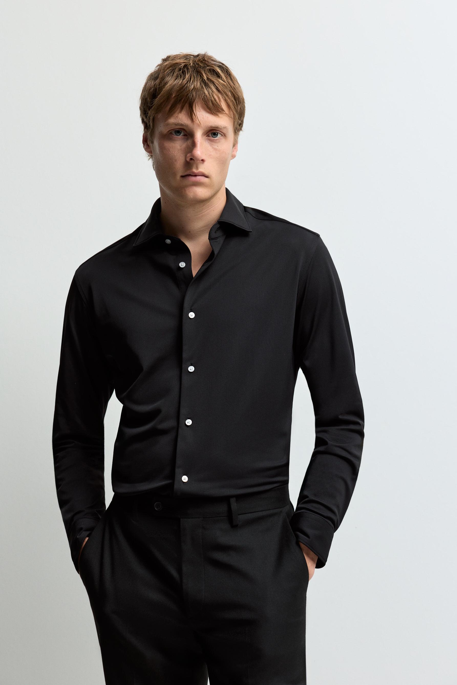 Slim fit tailored shirt — BLACK