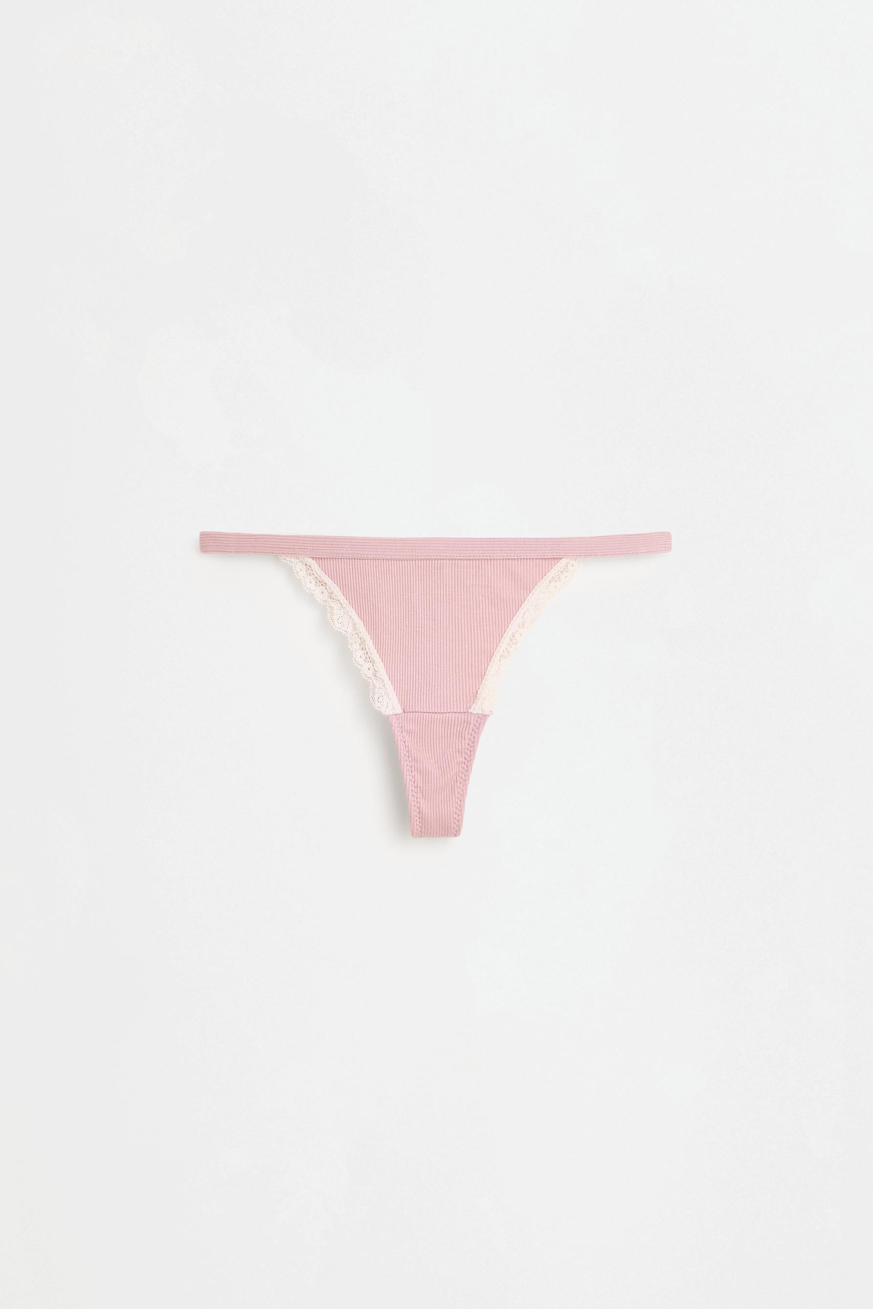 Lace Detail Thong (2-Pack) — PASTEL PINK