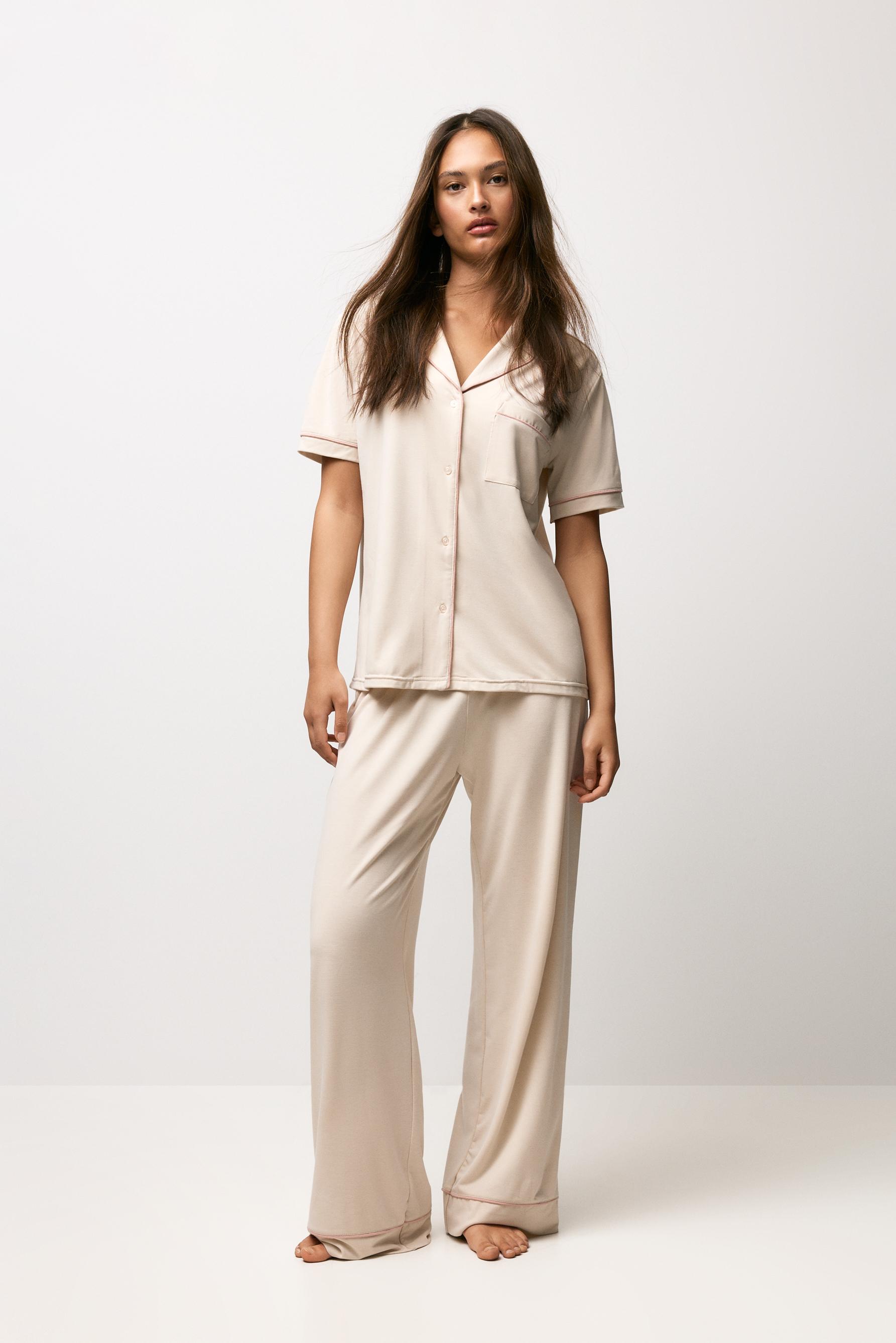 Long shirt-style pyjamas — BEIGE MARL