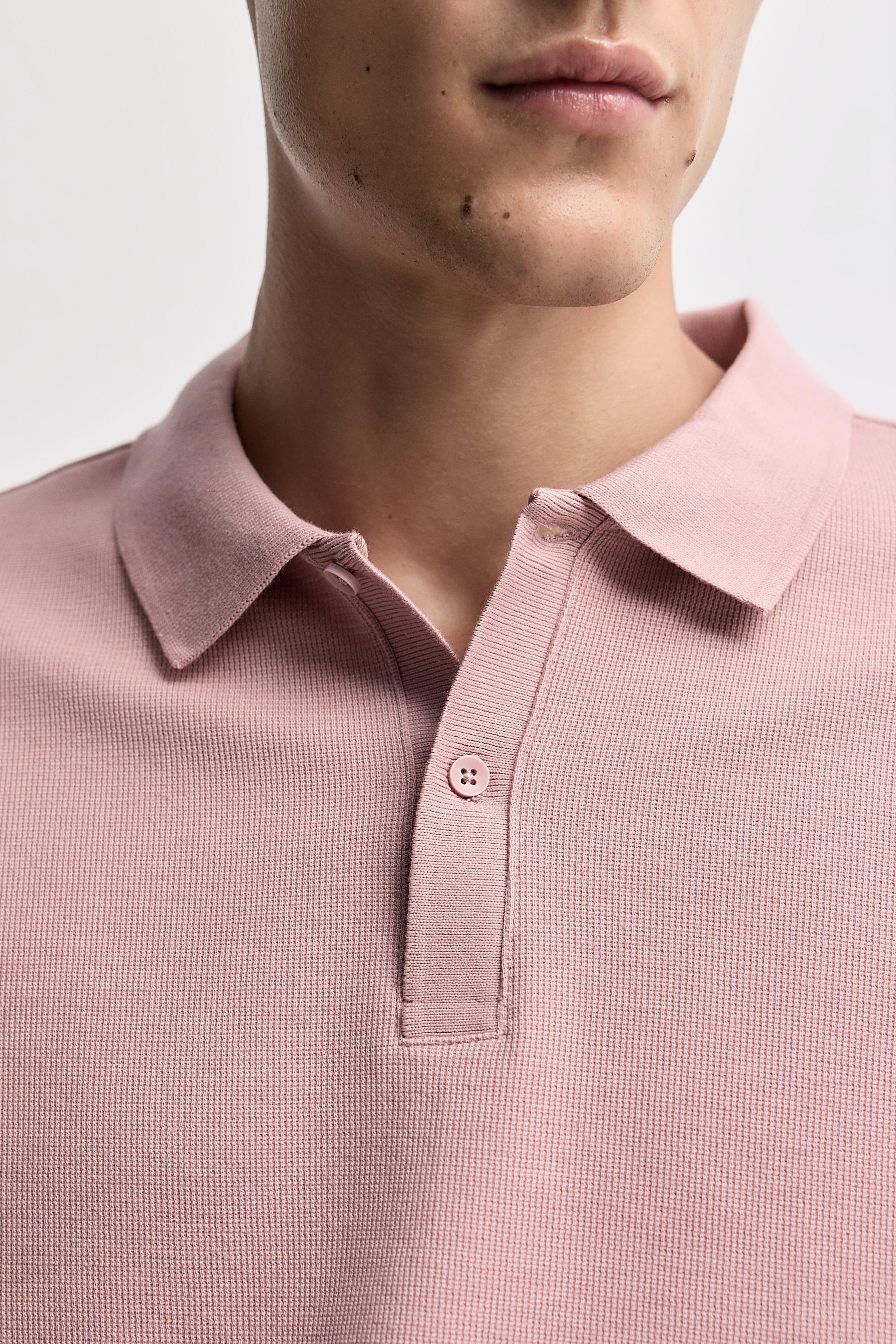 Basic textured polo shirt — PINK