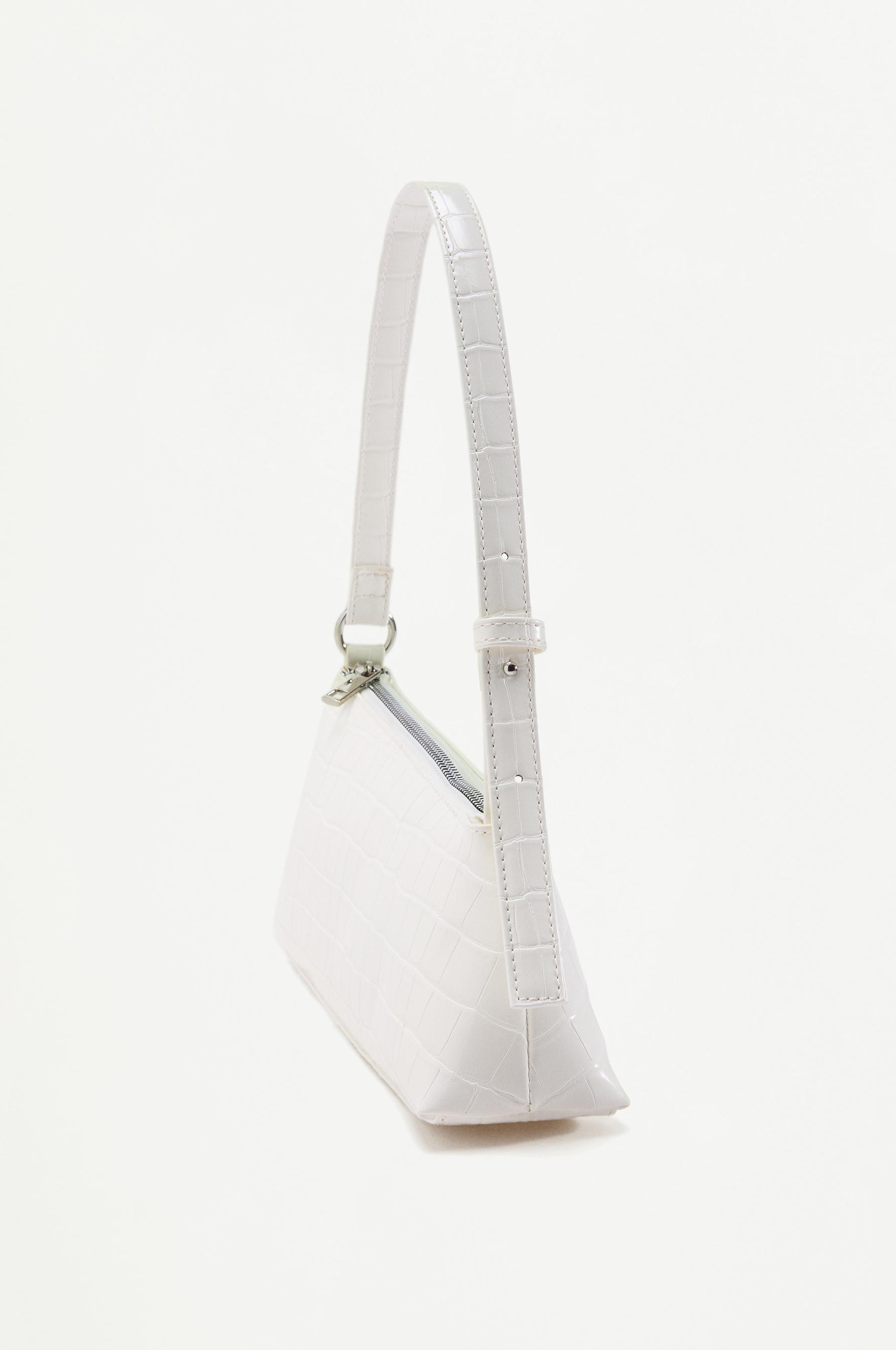 Crocodile-effect shoulder bag — WHITE