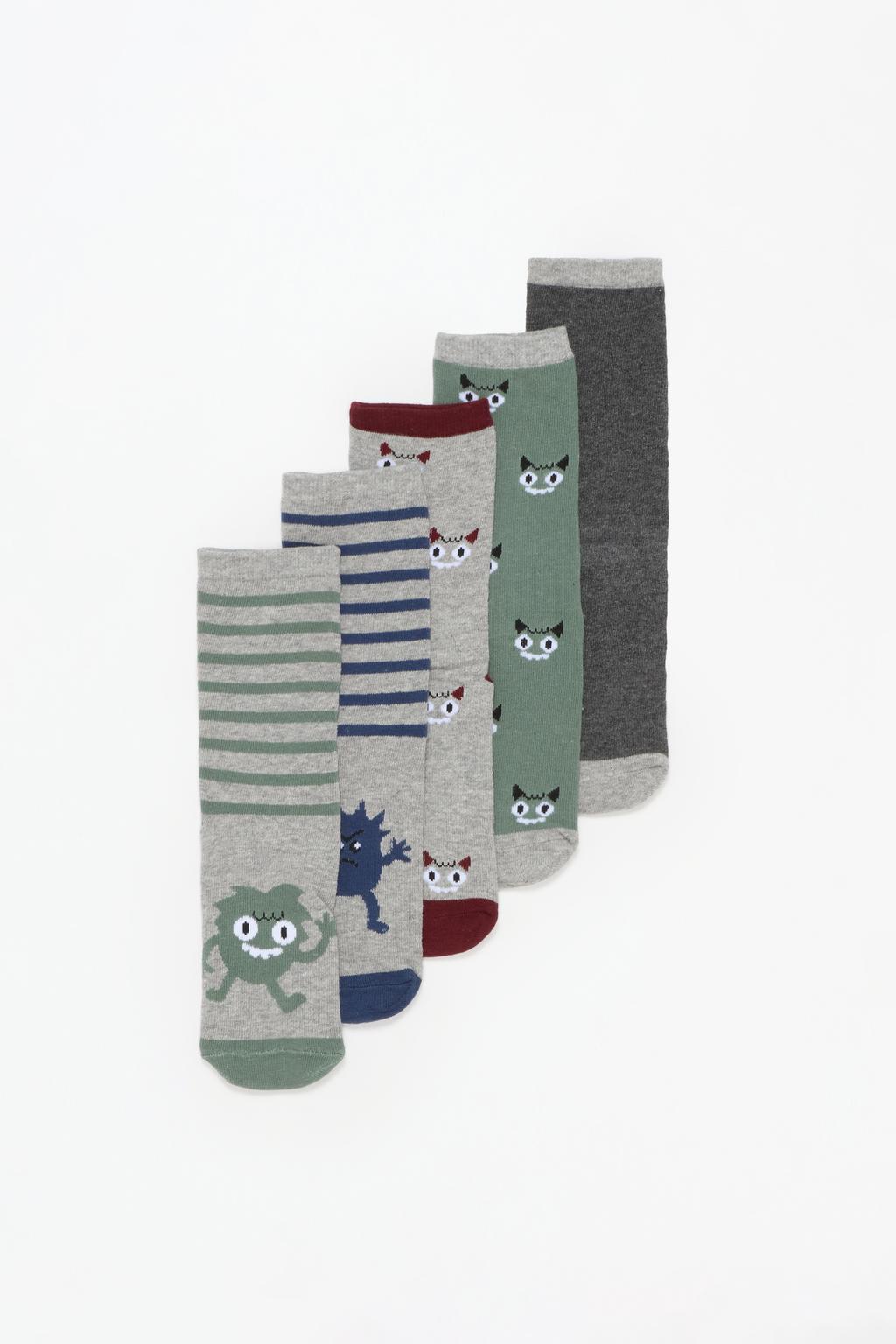 Pack of 5 pairs of contrast socks